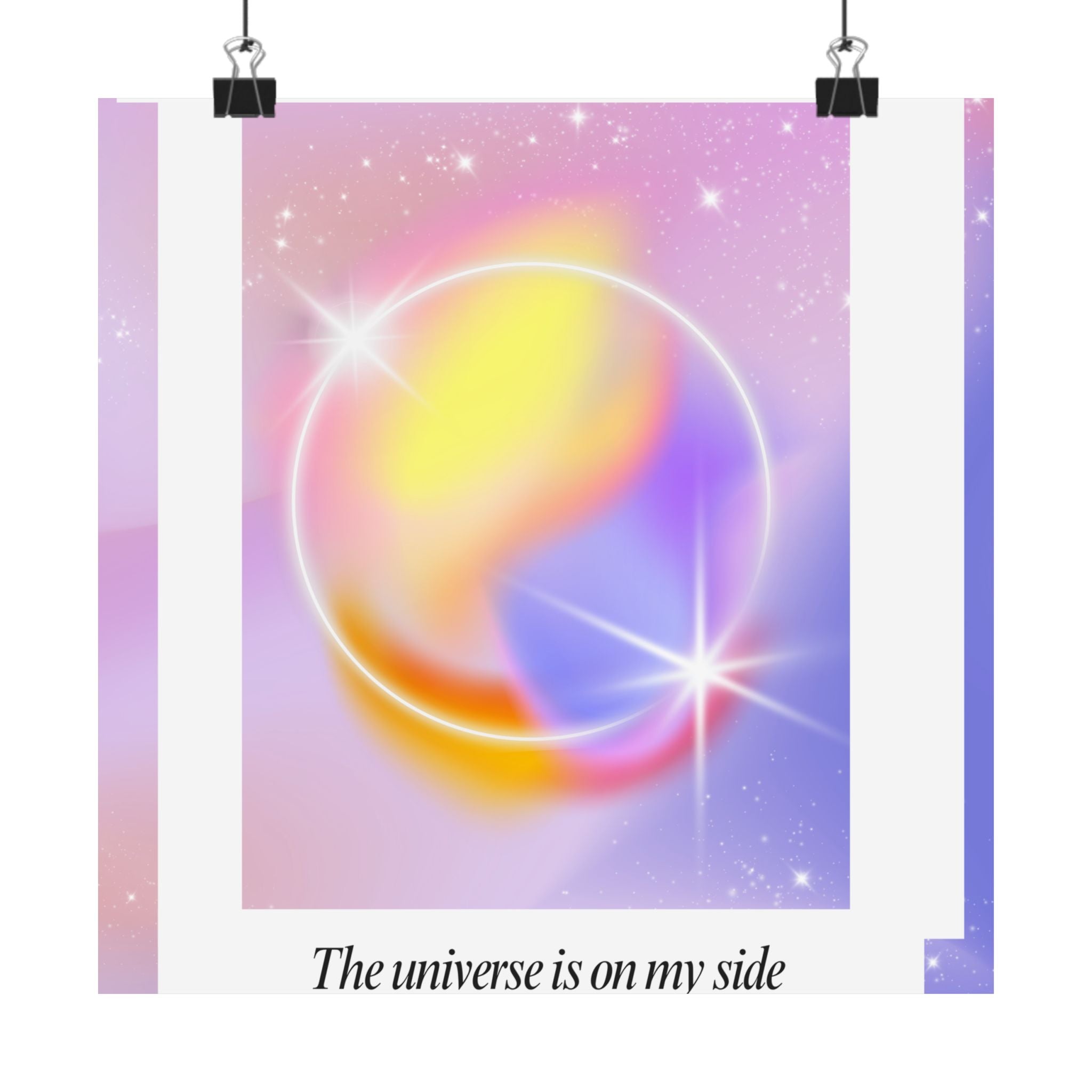 matte poster — "the universe is on my side" pastel manifestation art print Printify