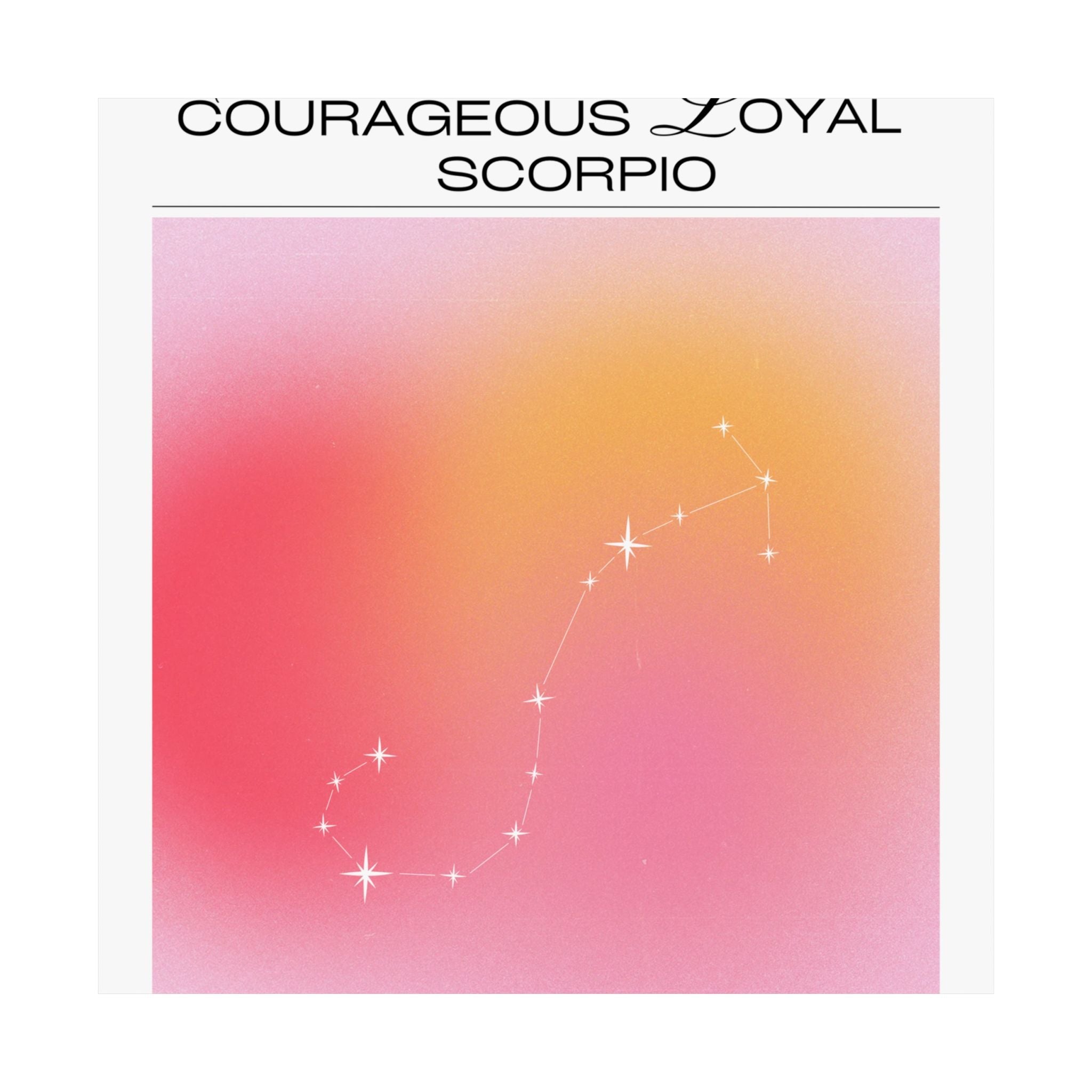 scorpio constellation matte poster — "charming courageous loyal" zodiac wall art Printify