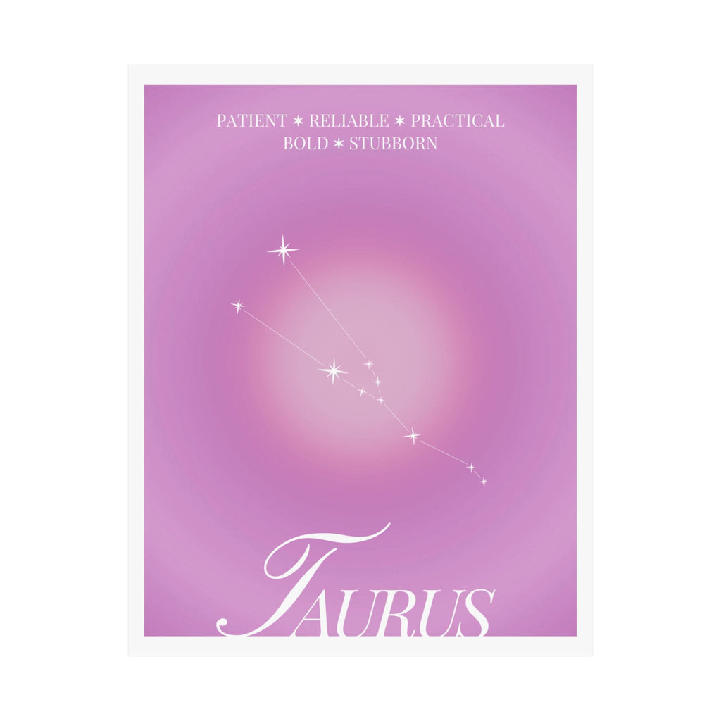 taurus constellation poster — pink zodiac matte poster Printify
