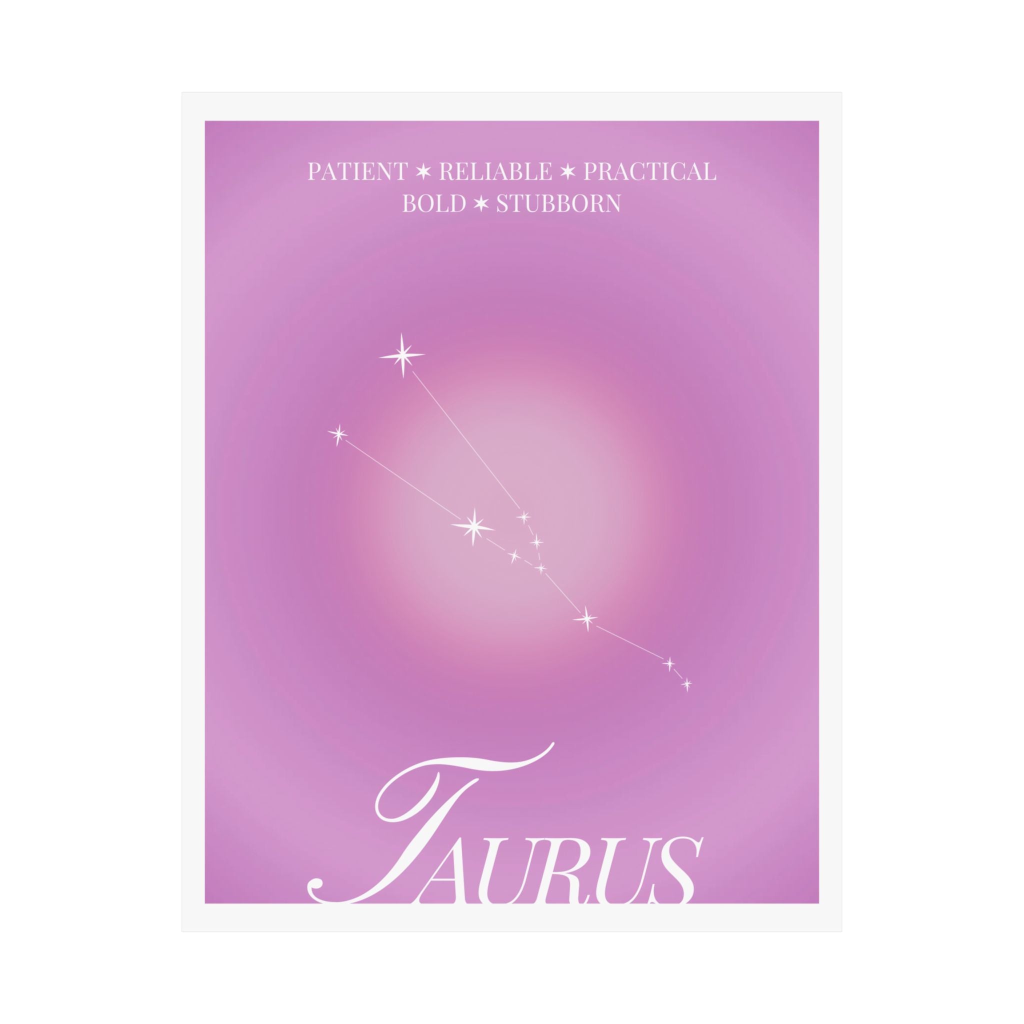 taurus constellation poster — pink zodiac matte poster Printify