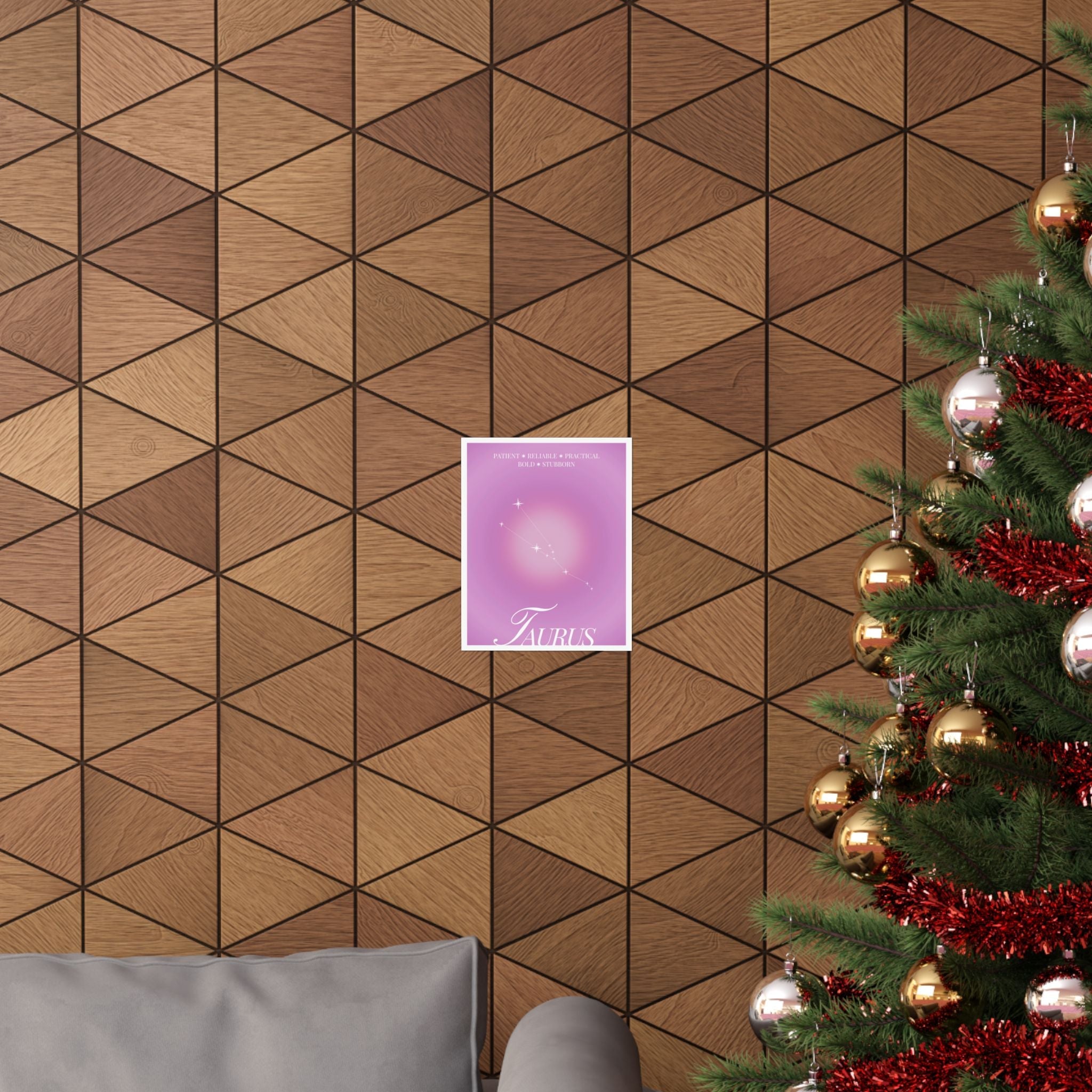 taurus constellation poster — pink zodiac matte poster Printify