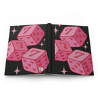 Pink Lucky Dice Hardcover Journal — Cute Heart Dice Notebook for Notes & Journaling Printify