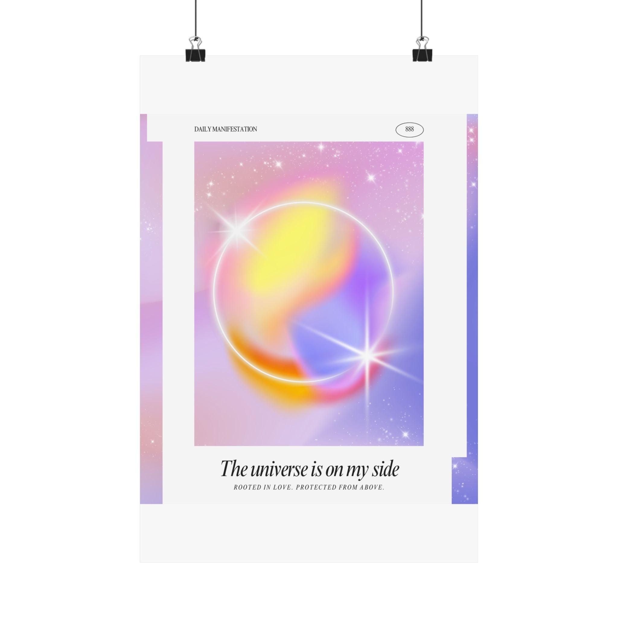 matte poster — "the universe is on my side" pastel manifestation art print Printify