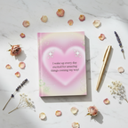 Affirmation Heart Hardcover Journal — “I wake up every day excited for amazing things coming my way!”