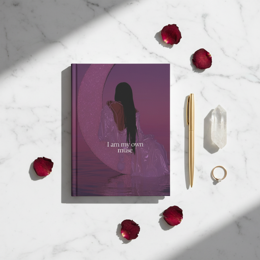 Hardcover Journal — "I Am My Own Muse" Pink Moon Self‑Love Notebook