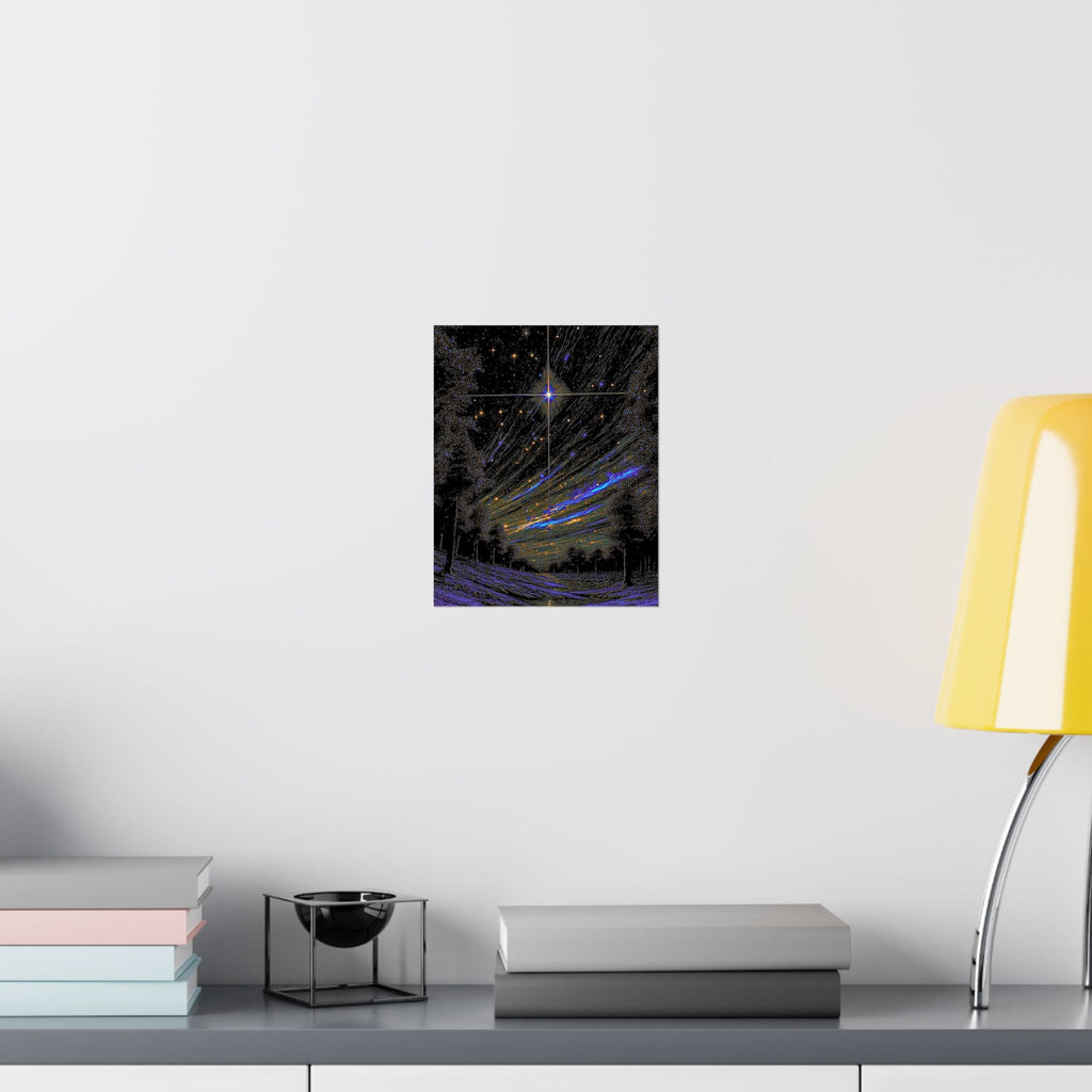 Celestial Night Sky Matte Poster — Starfield with Shooting Comet Printify
