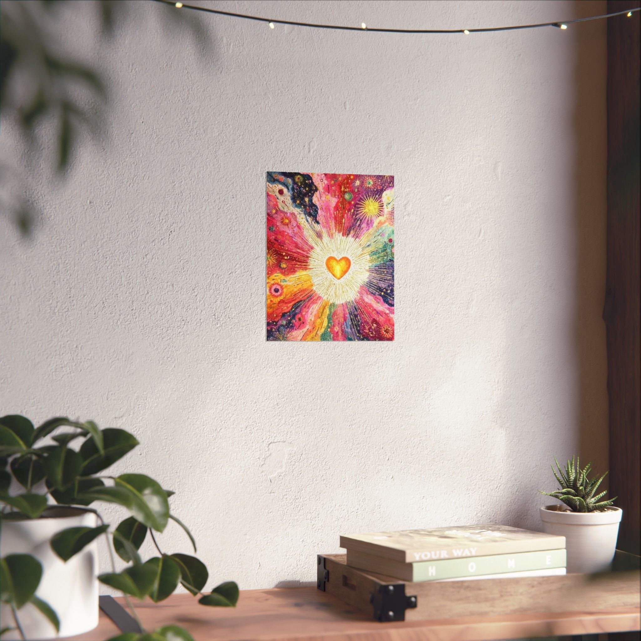 Radiant Heart Art Poster — Colorful Cosmic Matte Vertical Print Printify