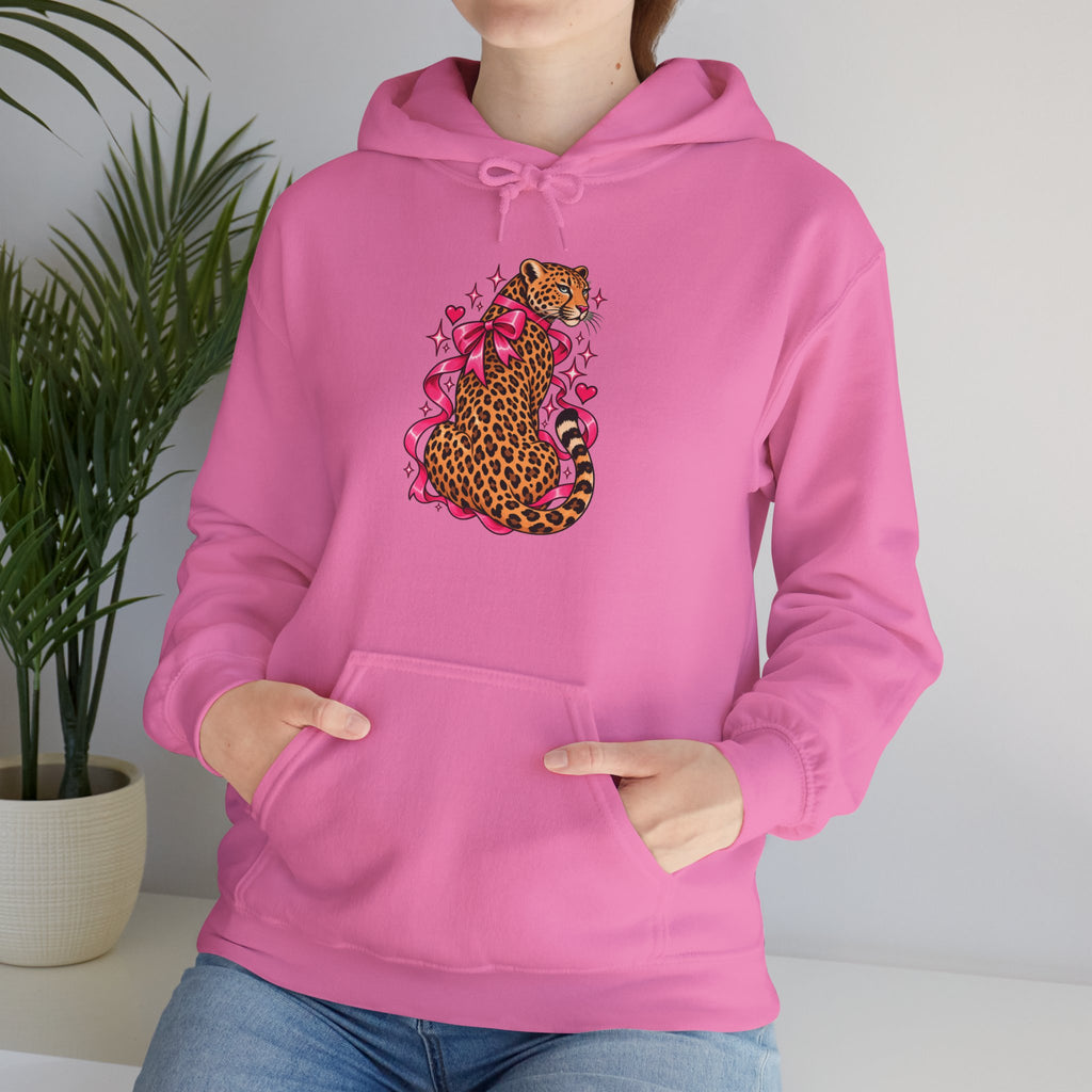 Pink Floral Leopard Hoodie – Playful Girly Gen Z Wildcat Sweatshirt