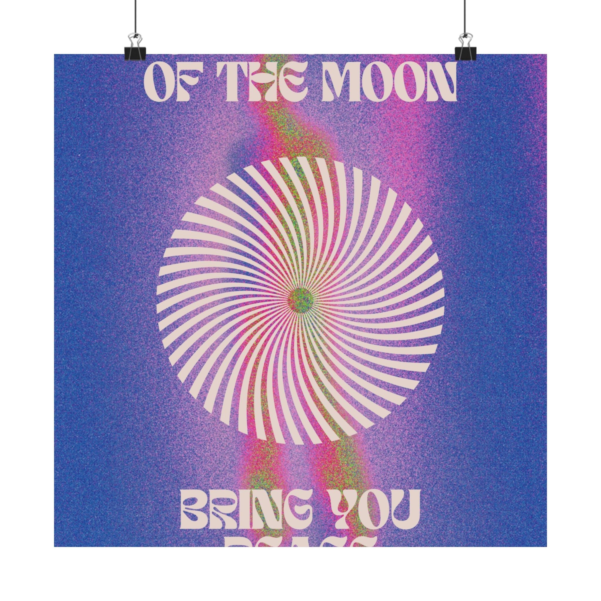 let the light of the moon poster — psychedelic retro wall art Printify