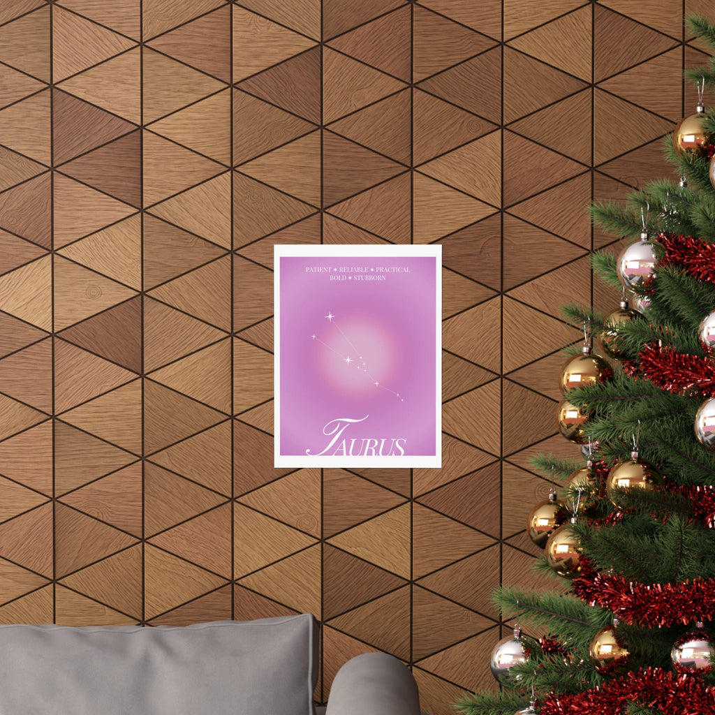 taurus constellation poster — pink zodiac matte poster Printify