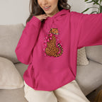 Pink Floral Leopard Hoodie – Playful Girly Gen Z Wildcat Sweatshirt