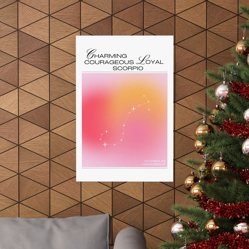 scorpio constellation matte poster — "charming courageous loyal" zodiac wall art Printify