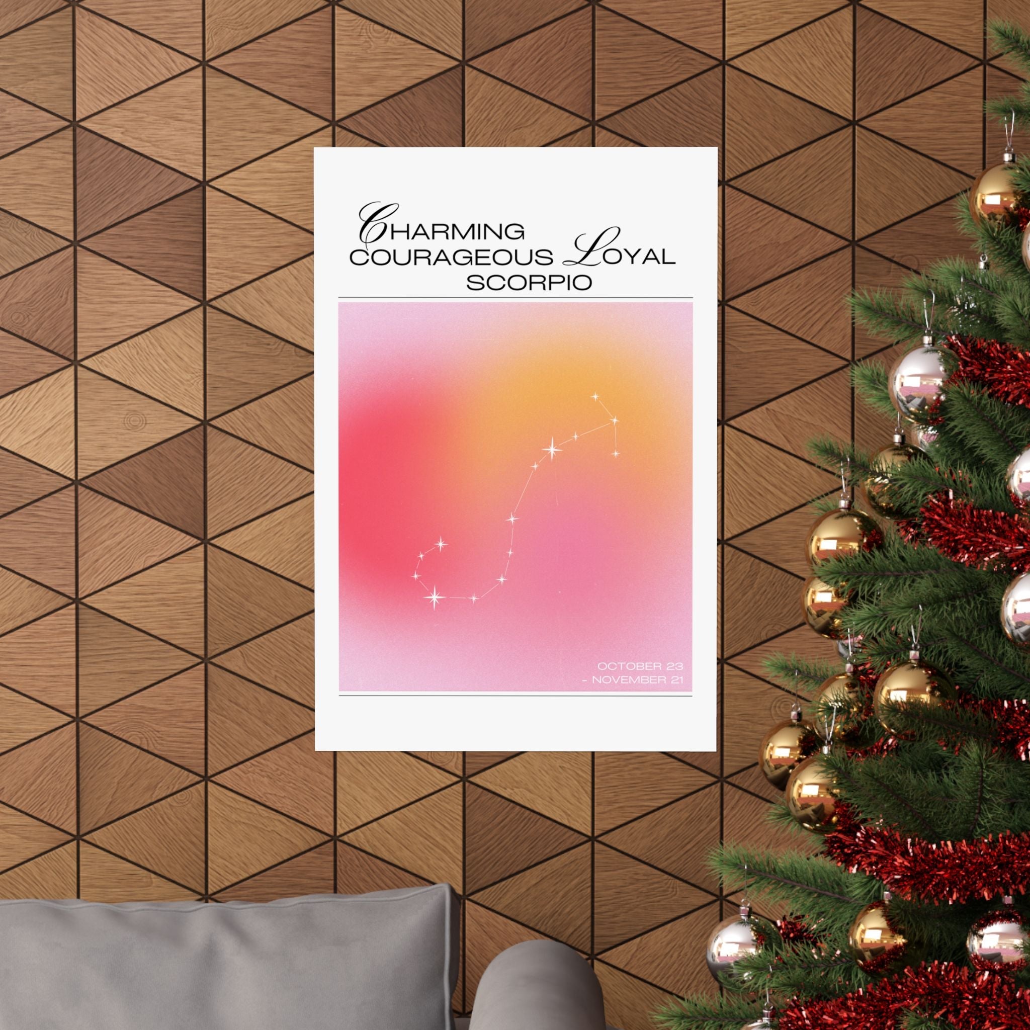 scorpio constellation matte poster — "charming courageous loyal" zodiac wall art Printify