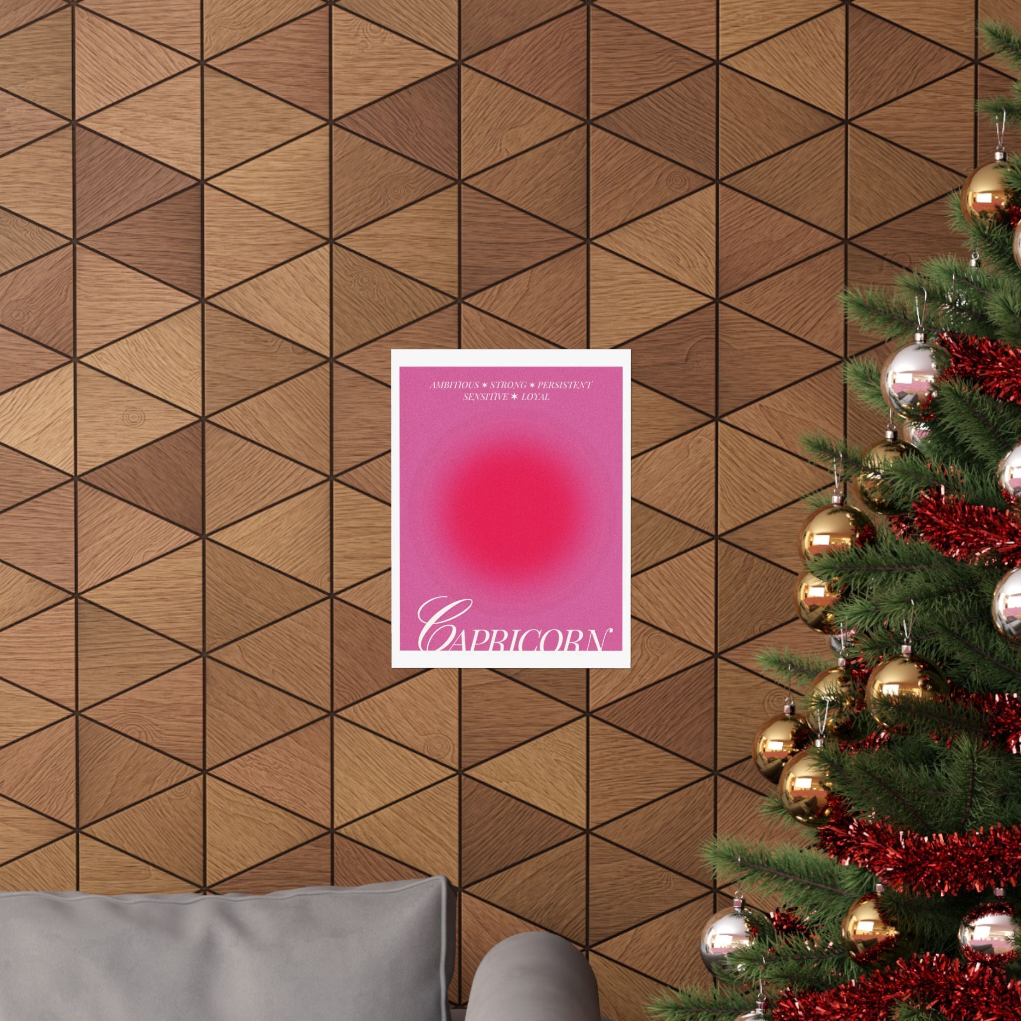 capricorn catte poster — pink zodiac wall art Printify