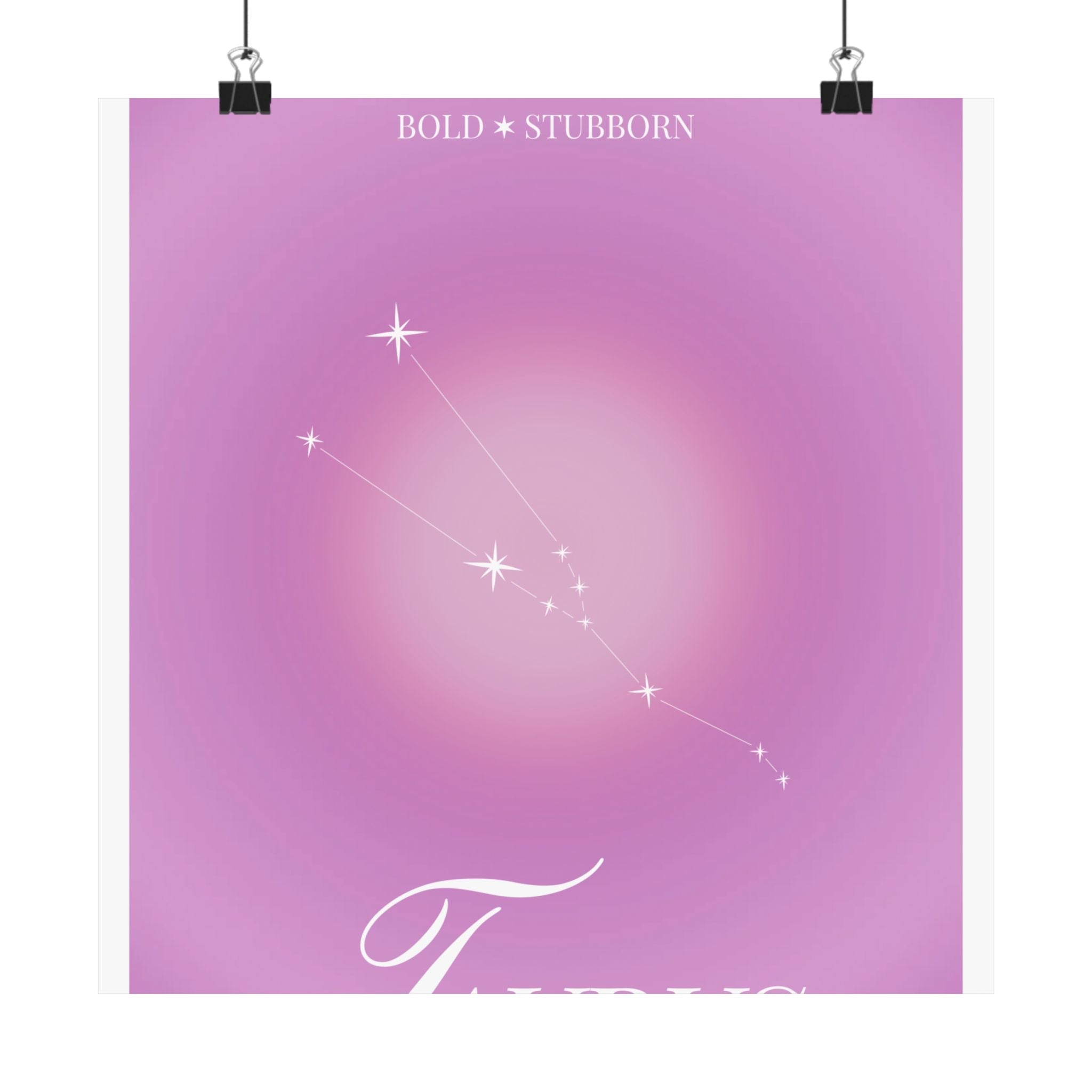 taurus constellation poster — pink zodiac matte poster Printify