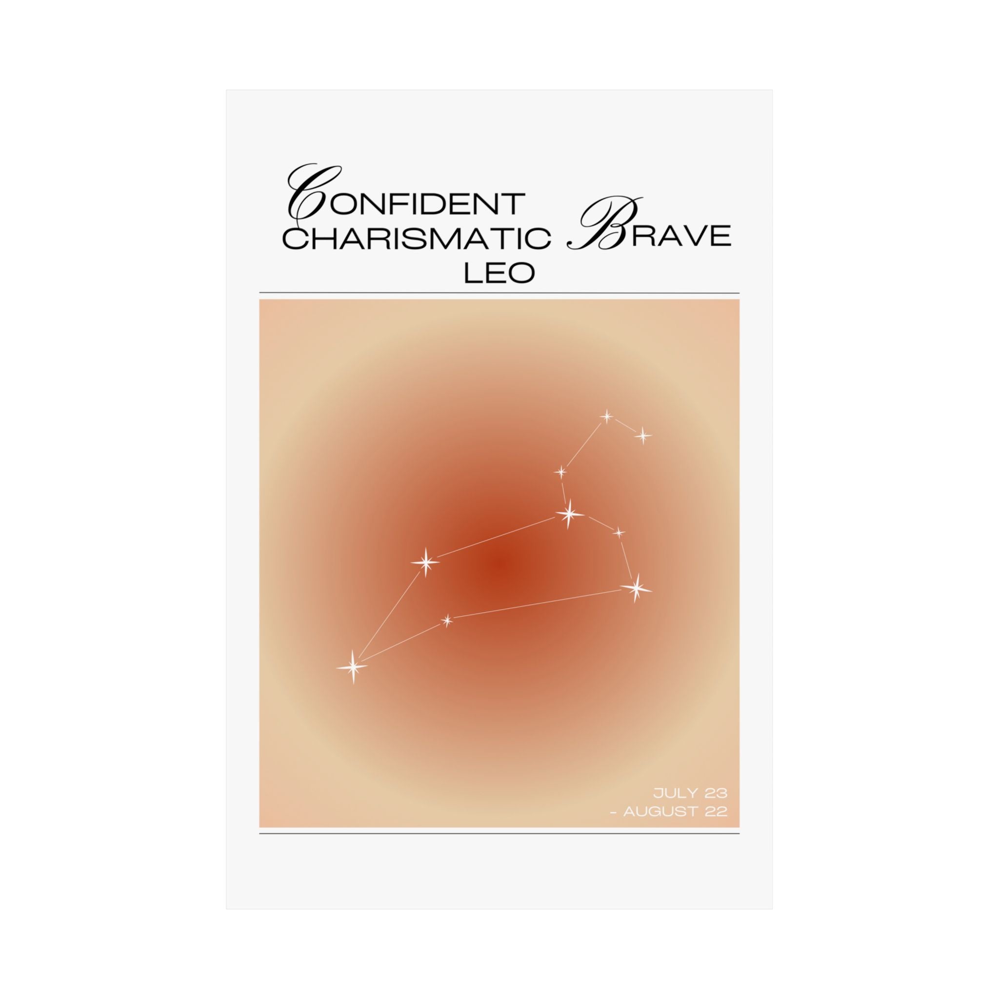 leo zodiac poster — confident charismatic brave matte vertical art print Printify