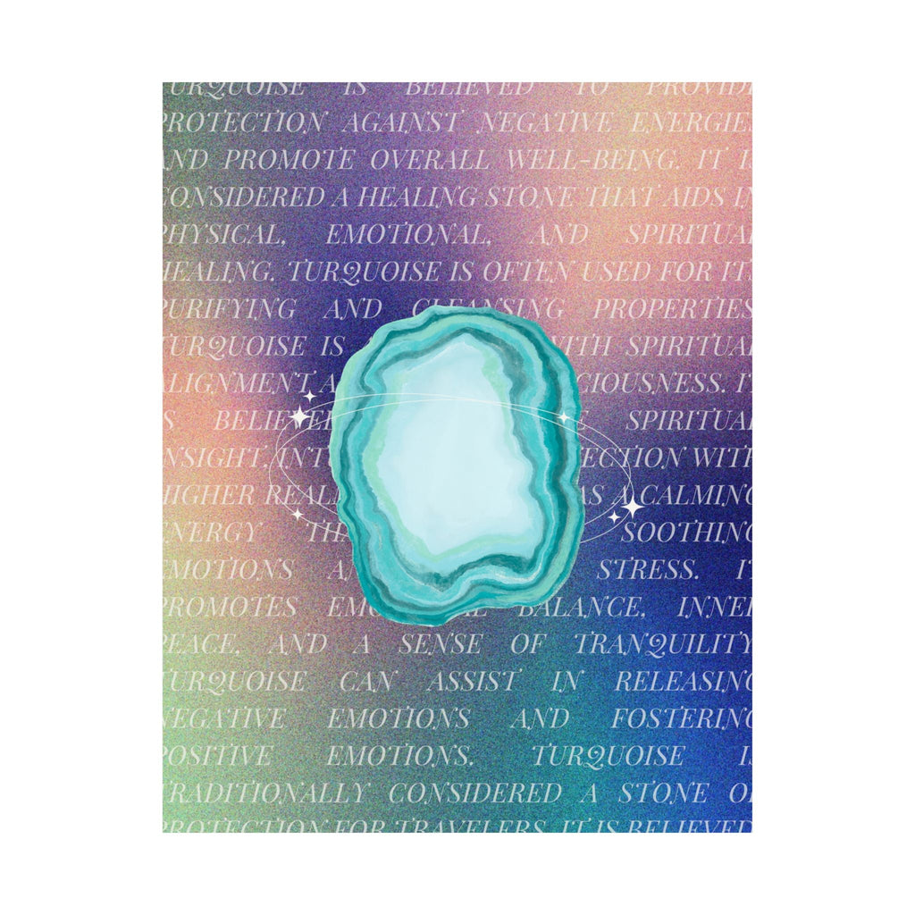 turquoise agate poster — matte healing stone wall art Printify