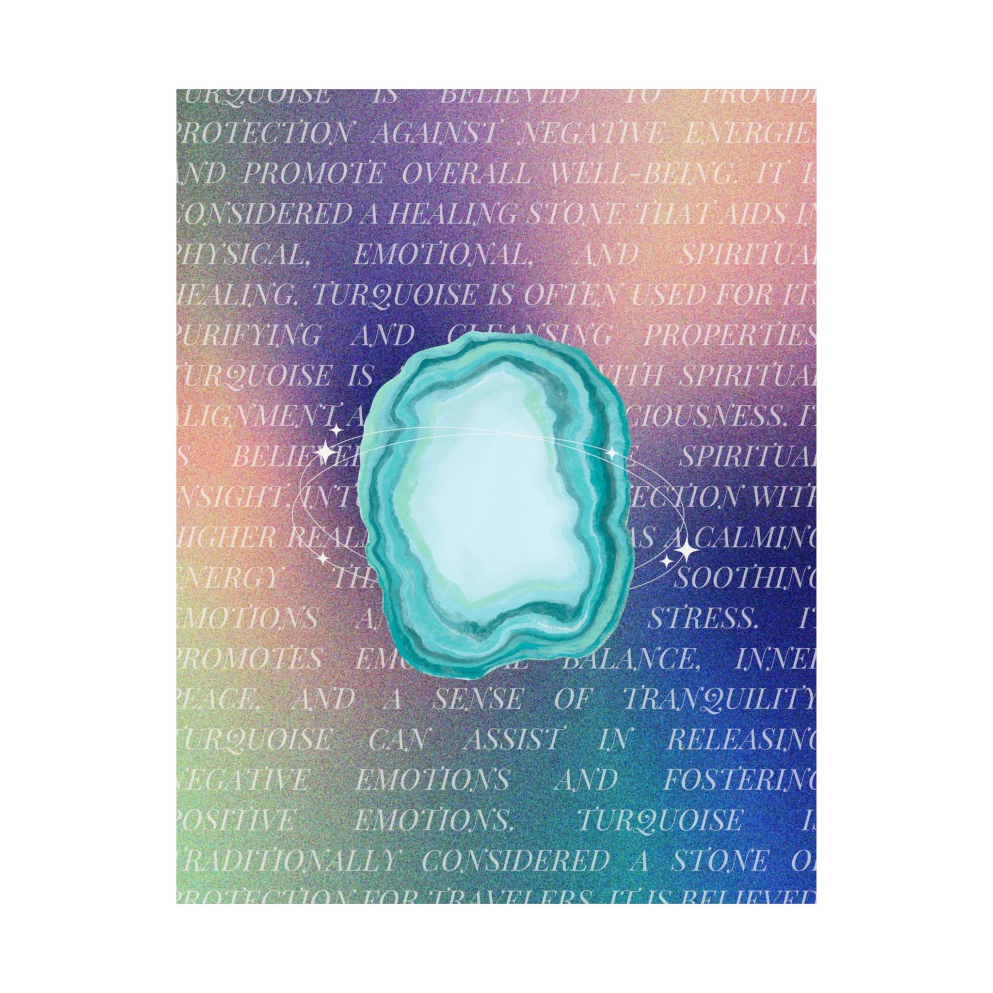 turquoise agate poster — matte healing stone wall art Printify