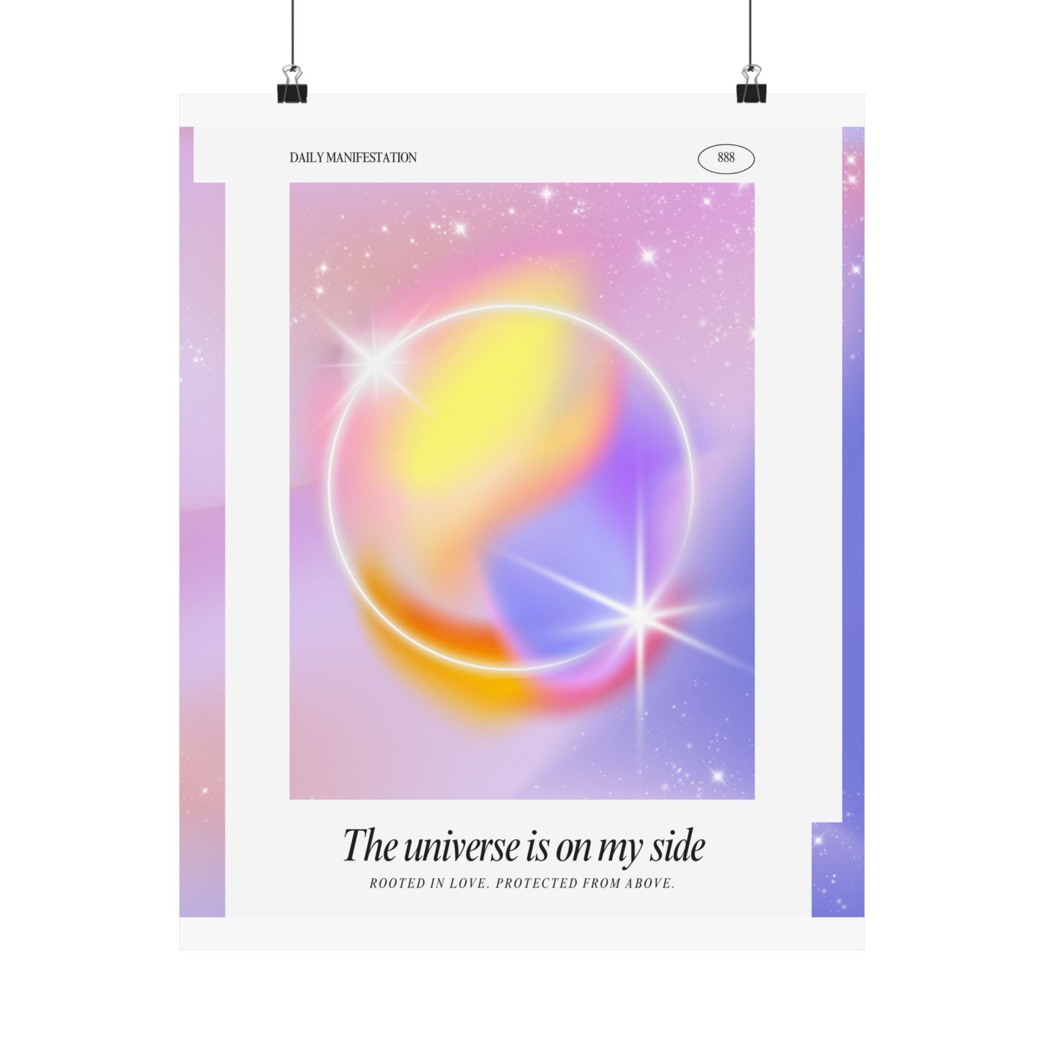matte poster — "the universe is on my side" pastel manifestation art print Printify