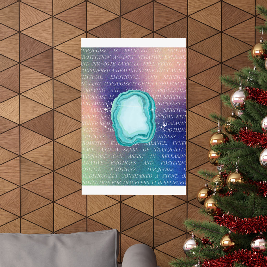turquoise agate poster — matte healing stone wall art Printify