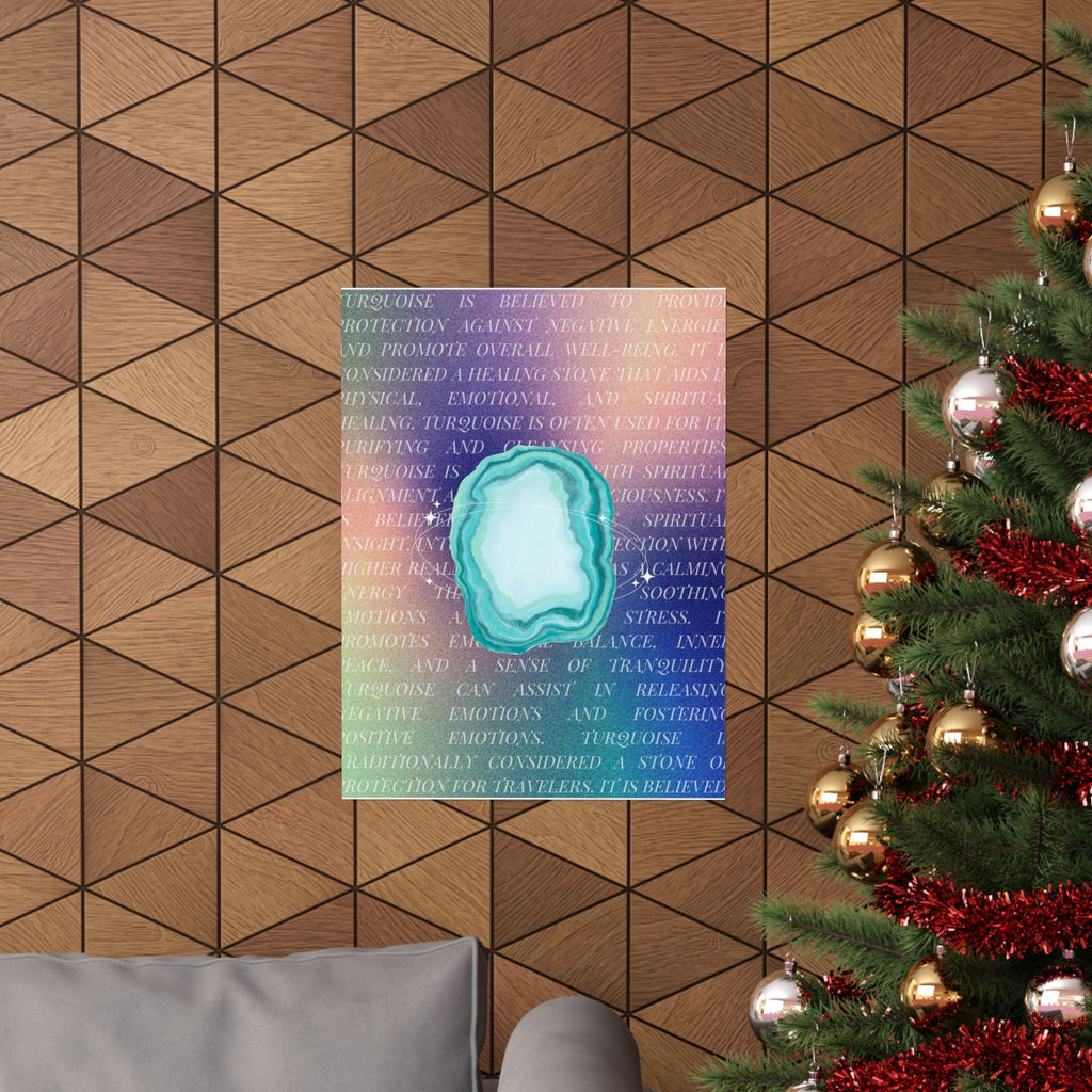 turquoise agate poster — matte healing stone wall art Printify