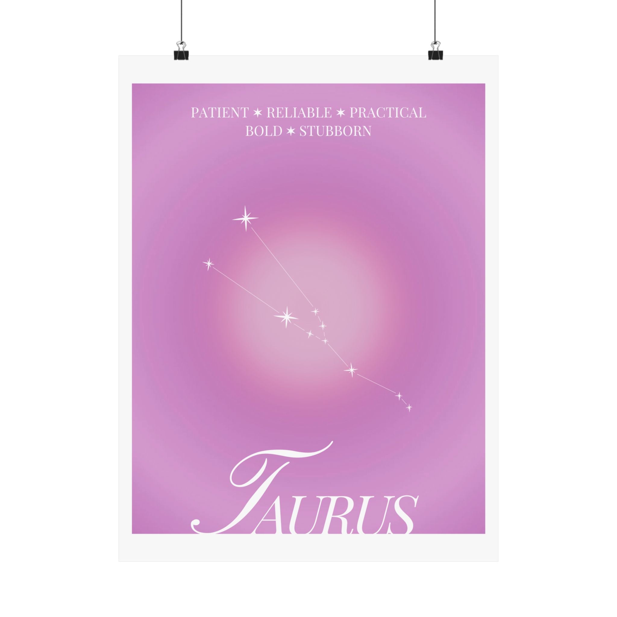 taurus constellation poster — pink zodiac matte poster Printify