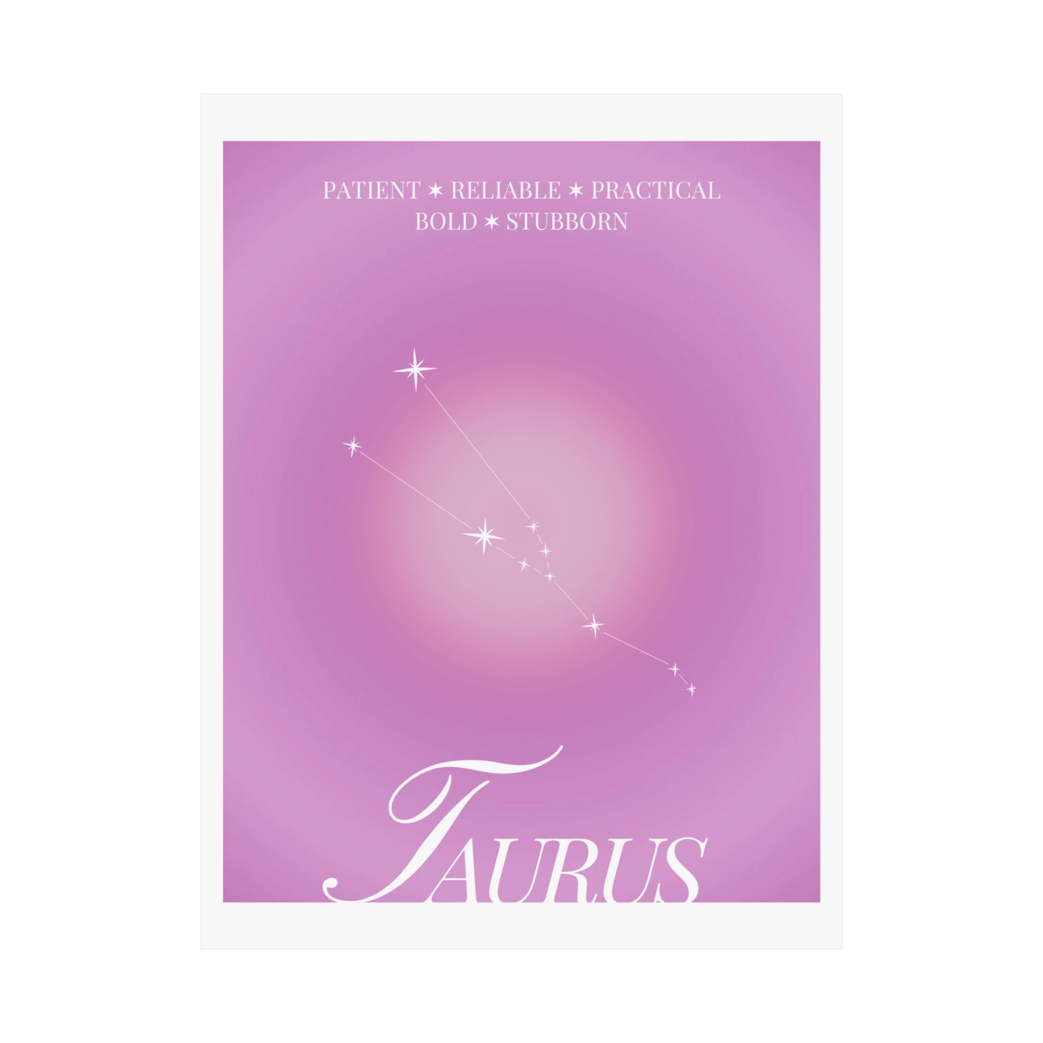 taurus constellation poster — pink zodiac matte poster Printify