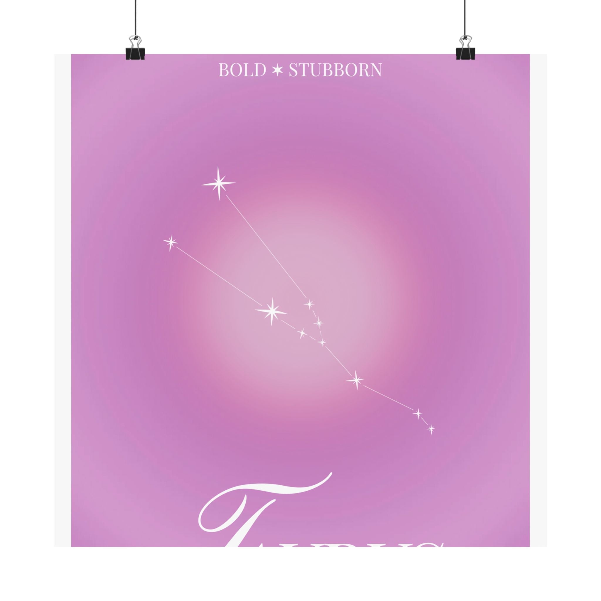 taurus constellation poster — pink zodiac matte poster Printify