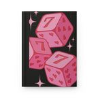 Pink Lucky Dice Hardcover Journal — Cute Heart Dice Notebook for Notes & Journaling Printify