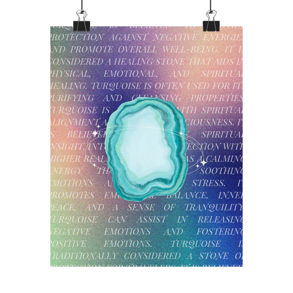 turquoise agate poster — matte healing stone wall art Printify