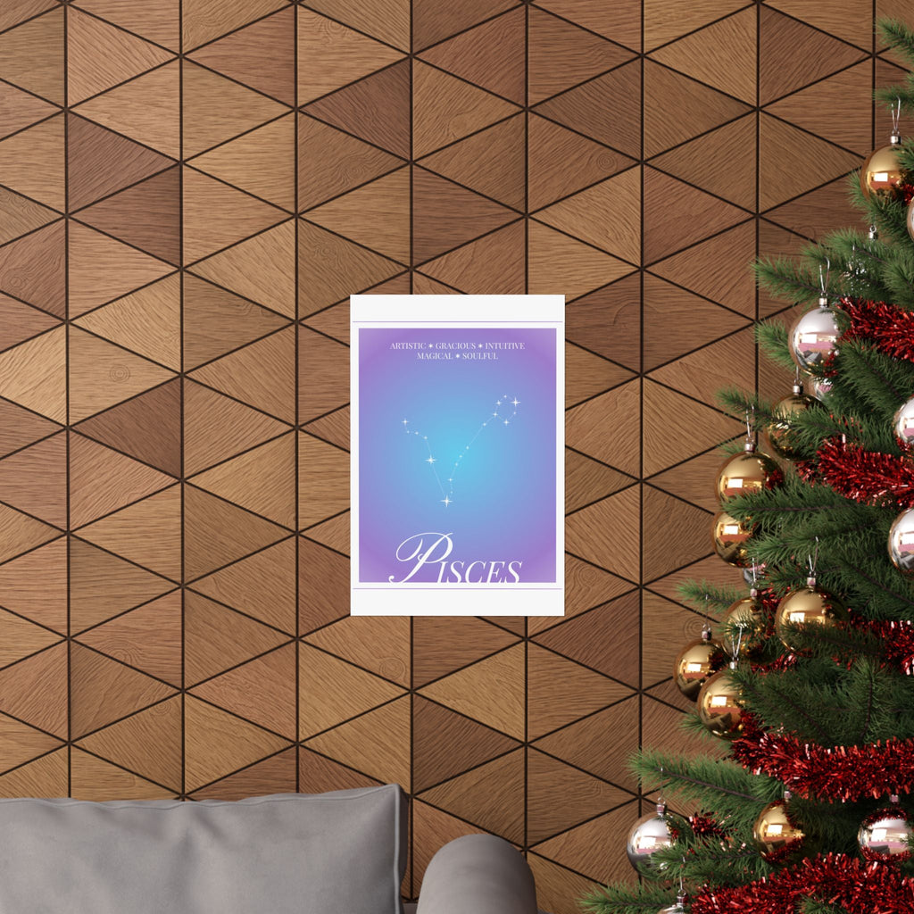 pisces constellation matte poster — astrological zodiac wall art Printify