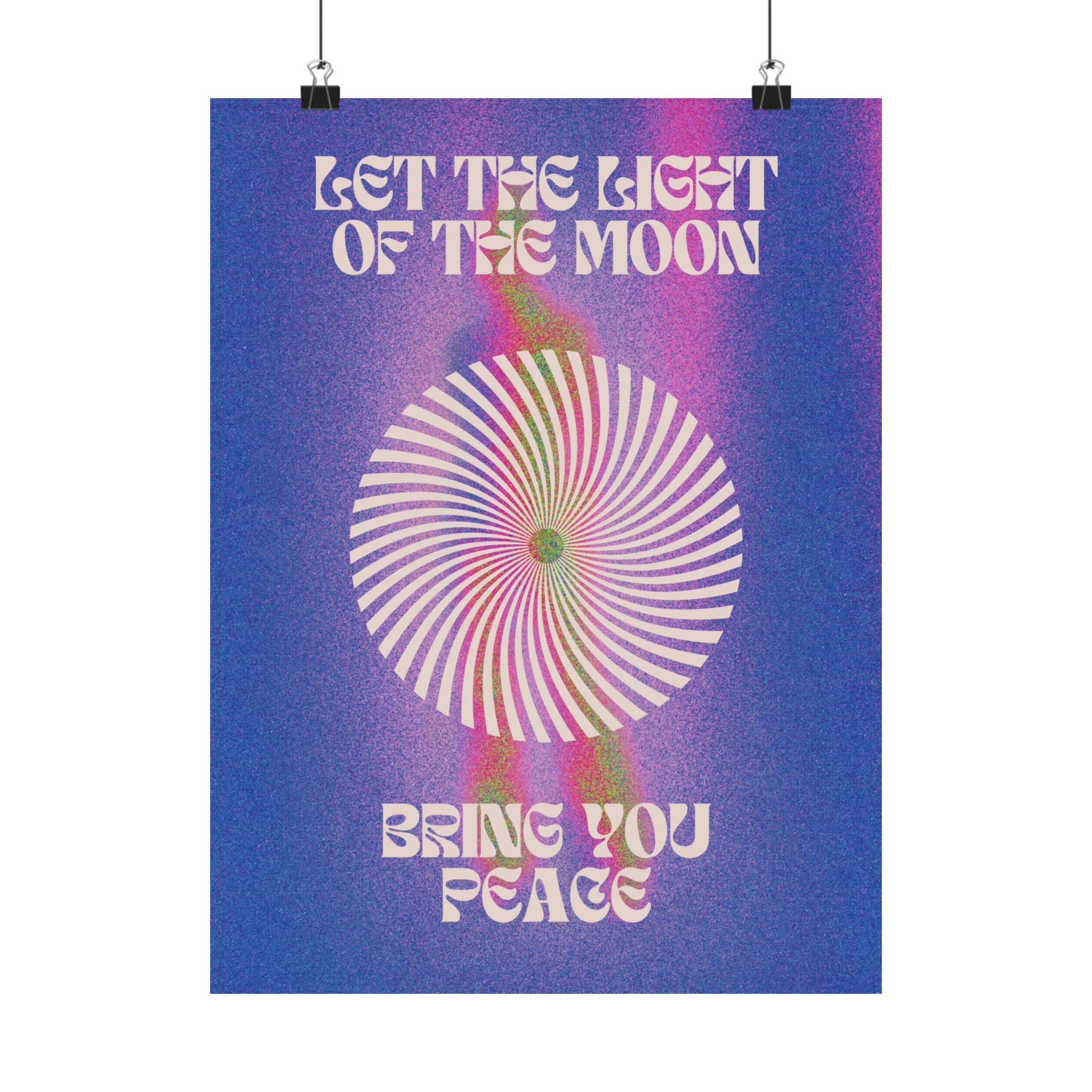 let the light of the moon poster — psychedelic retro wall art Printify