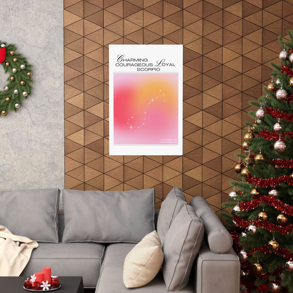 scorpio constellation matte poster — "charming courageous loyal" zodiac wall art Printify