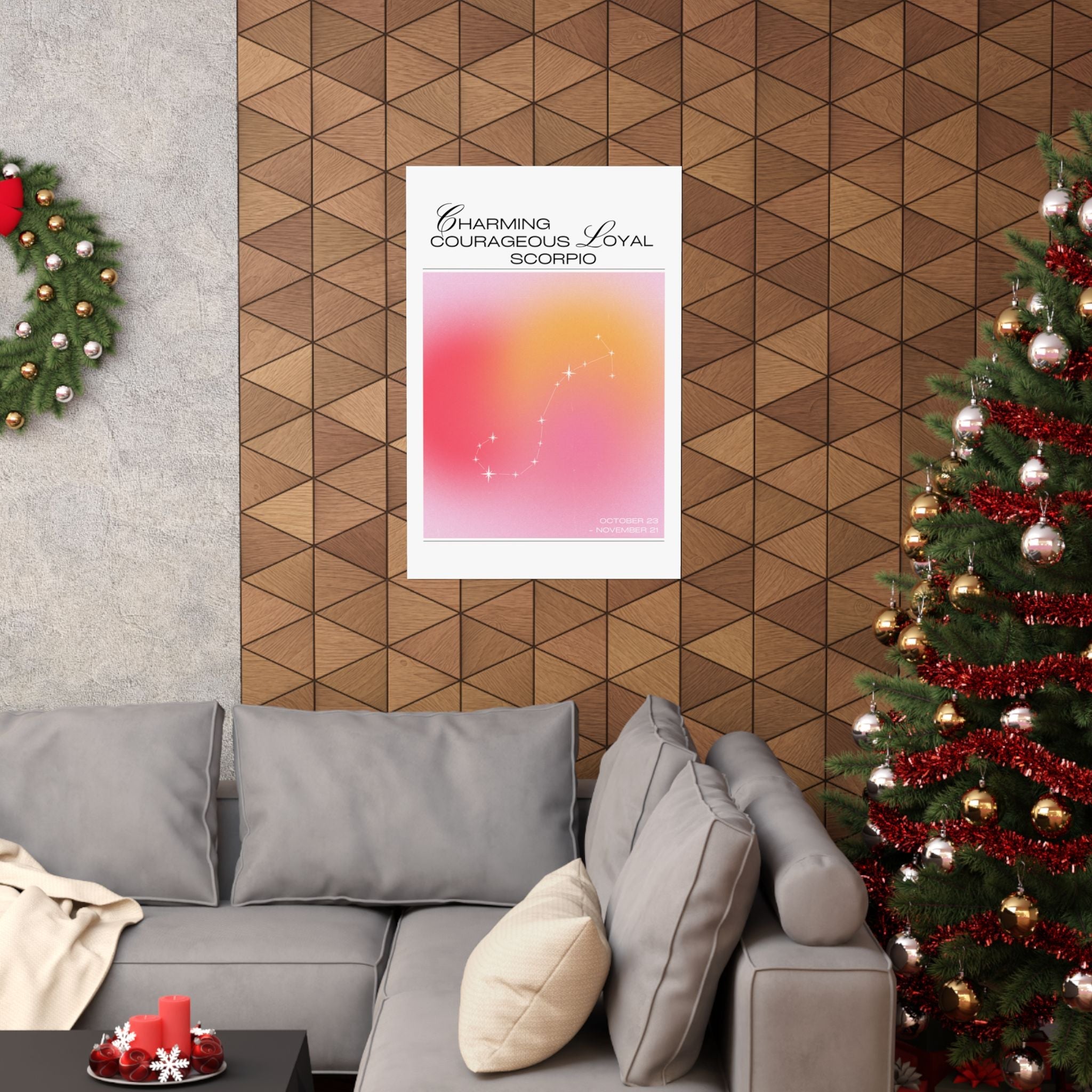 scorpio constellation matte poster — "charming courageous loyal" zodiac wall art Printify