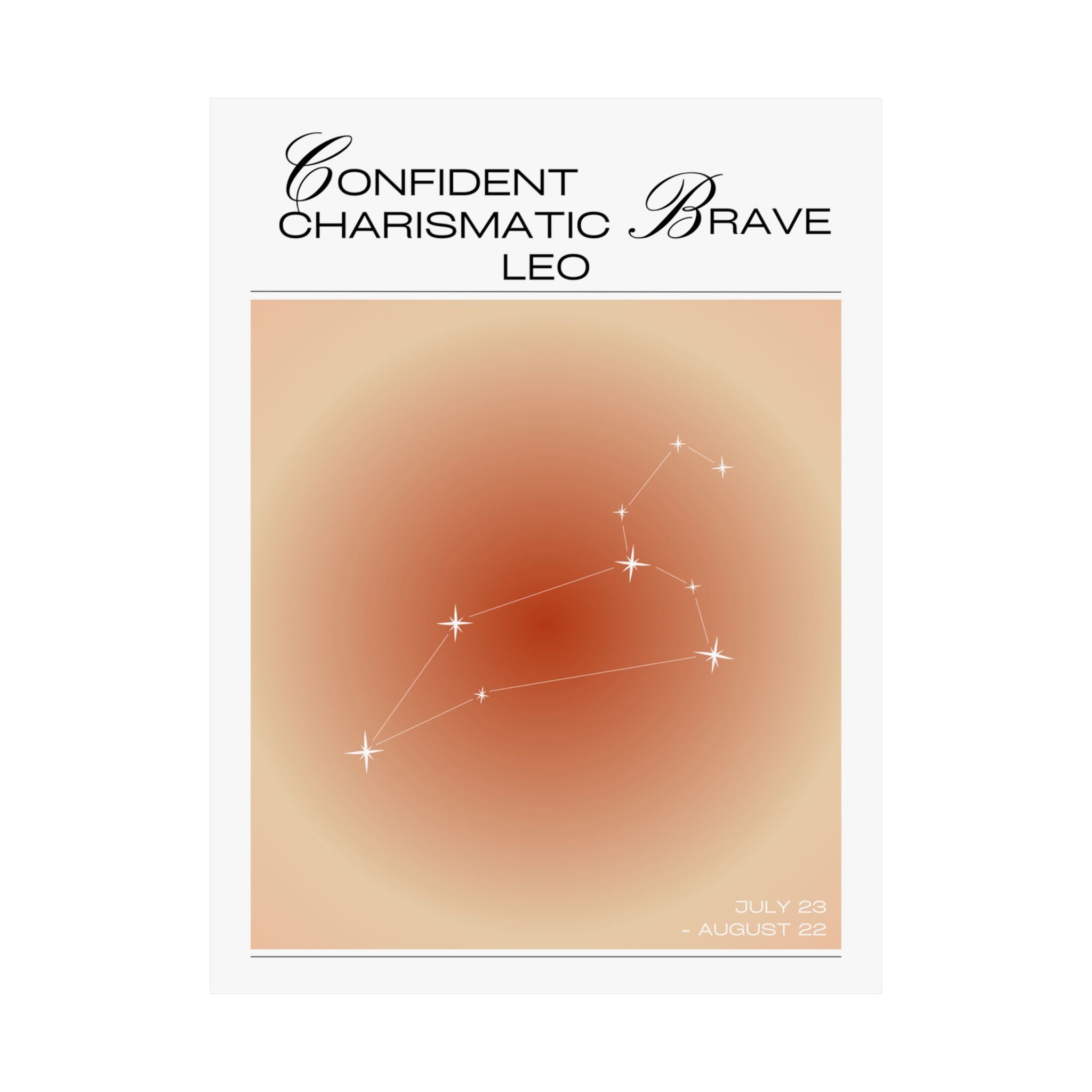 leo zodiac poster — confident charismatic brave matte vertical art print Printify