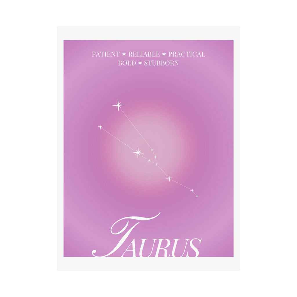 taurus constellation poster — pink zodiac matte poster Printify