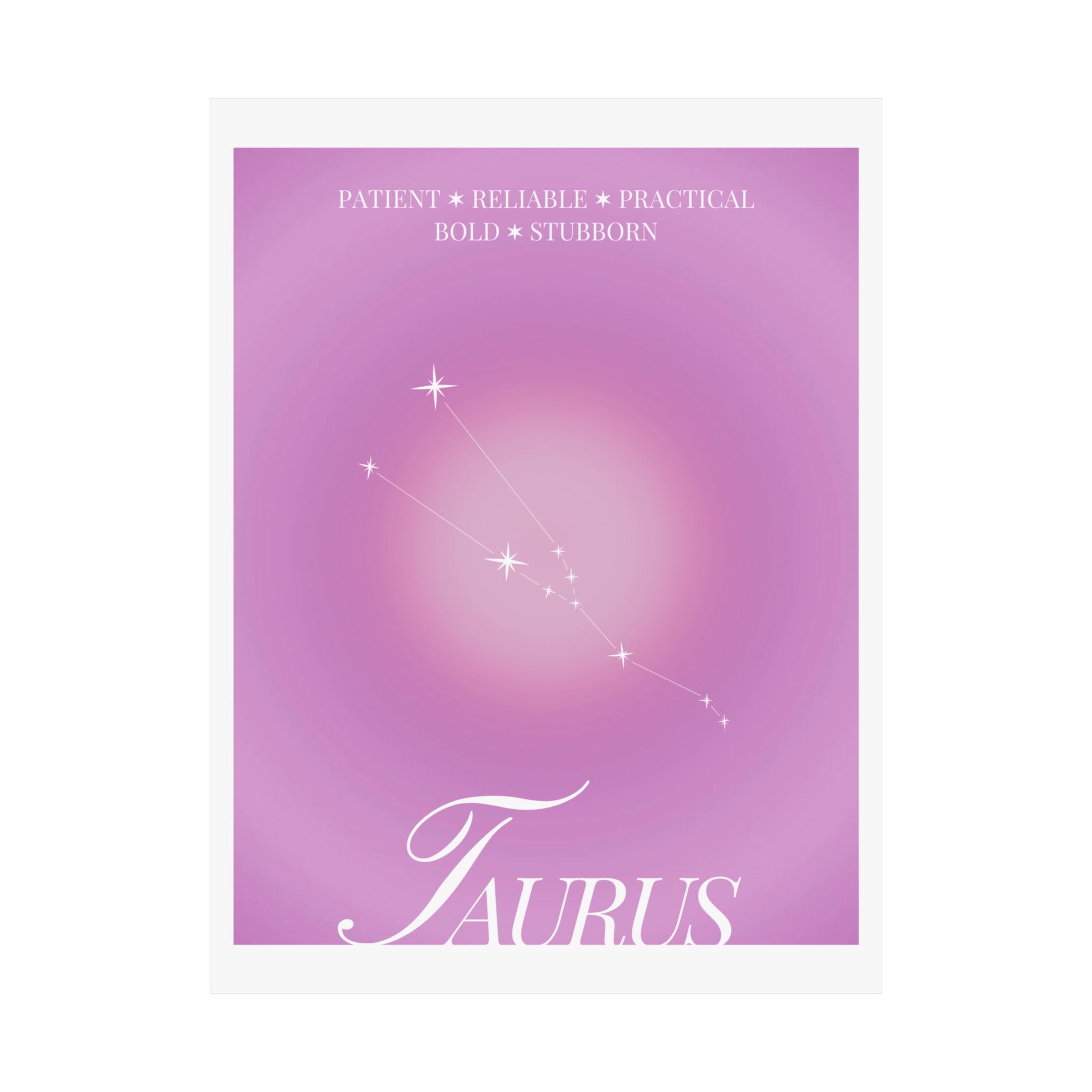taurus constellation poster — pink zodiac matte poster Printify