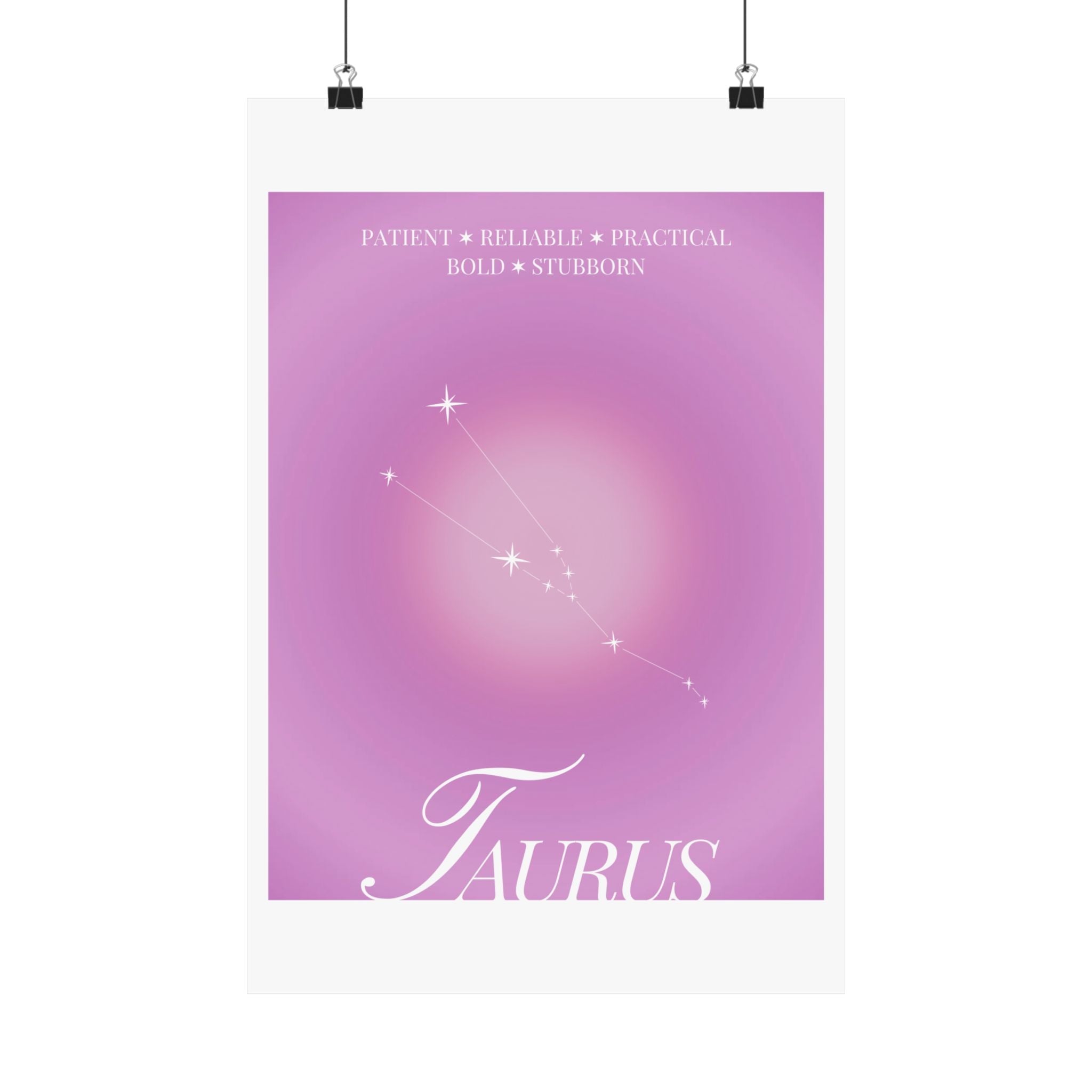 taurus constellation poster — pink zodiac matte poster Printify