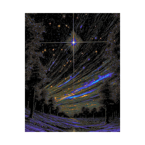 Celestial Night Sky Matte Poster — Starfield with Shooting Comet Printify