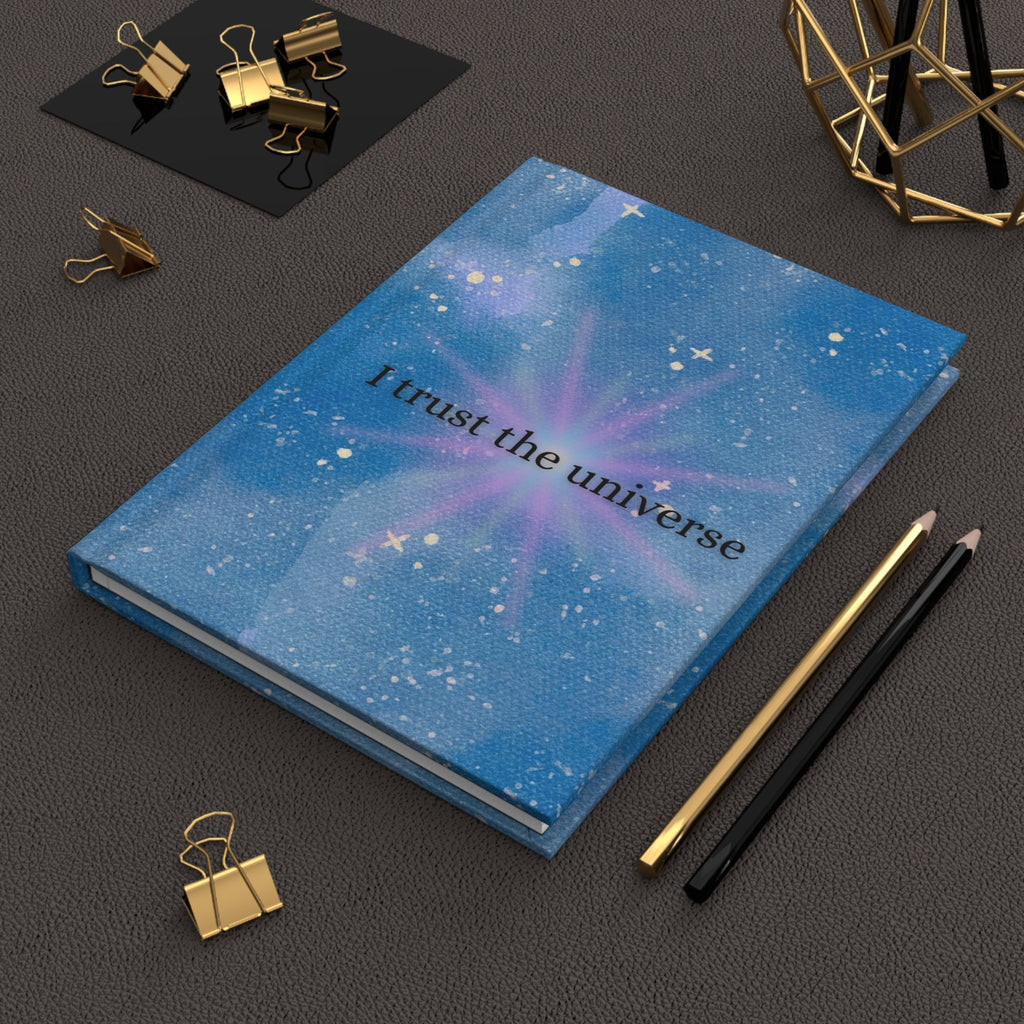 I Trust the Universe Hardcover Journal – Celestial Blue Guided Journal for Manifestation & Gratitude Printify