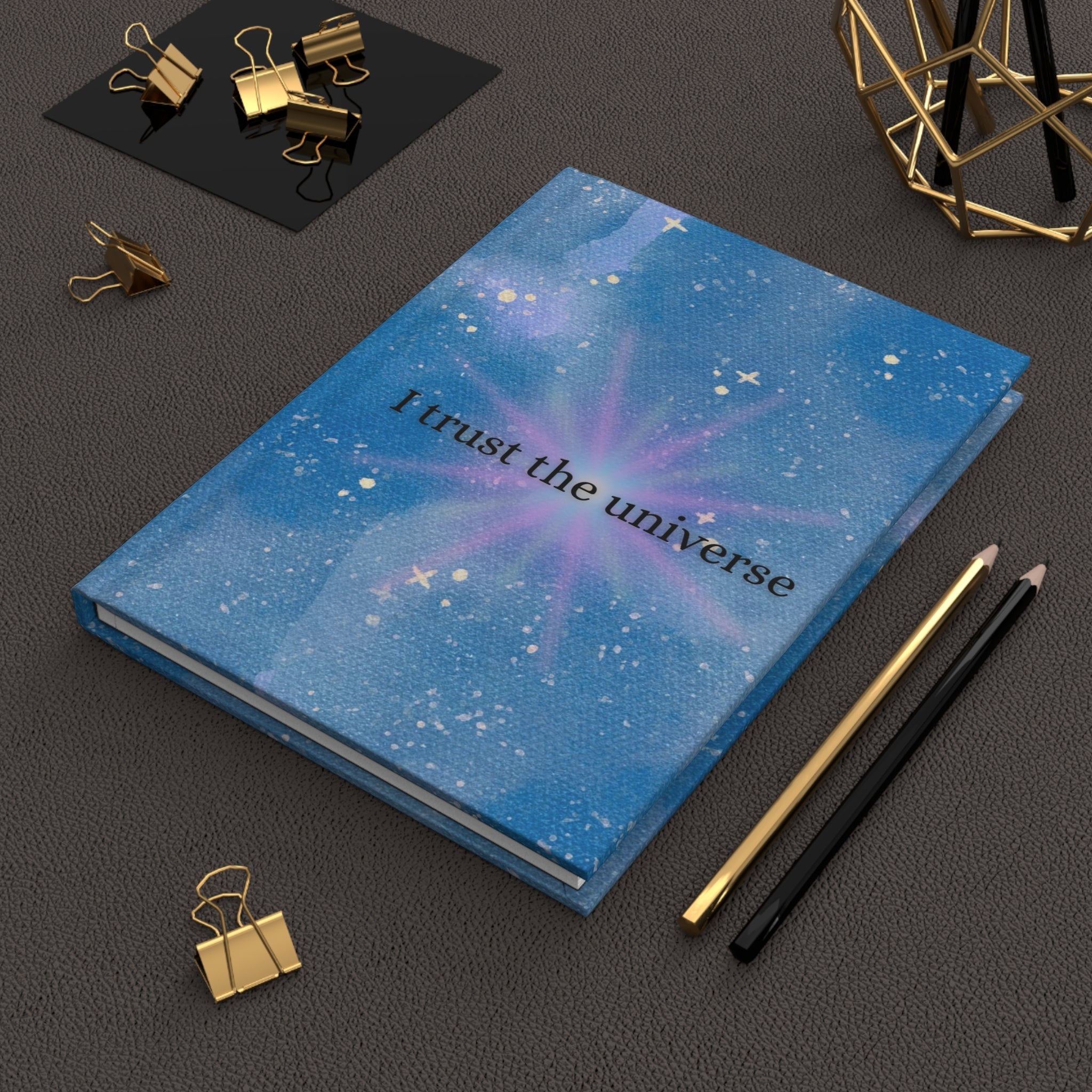 I Trust the Universe Hardcover Journal – Celestial Blue Guided Journal for Manifestation & Gratitude Printify