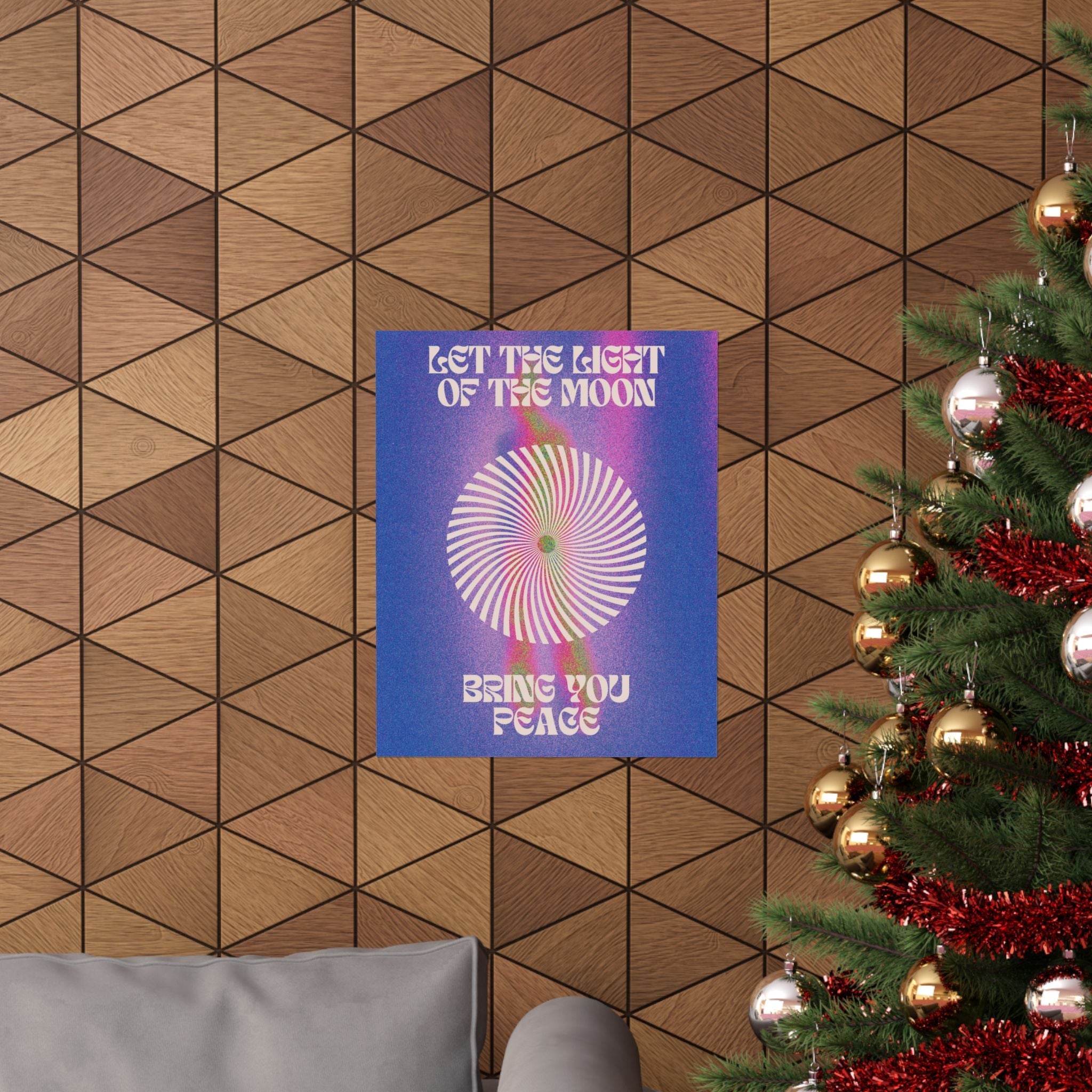 let the light of the moon poster — psychedelic retro wall art Printify