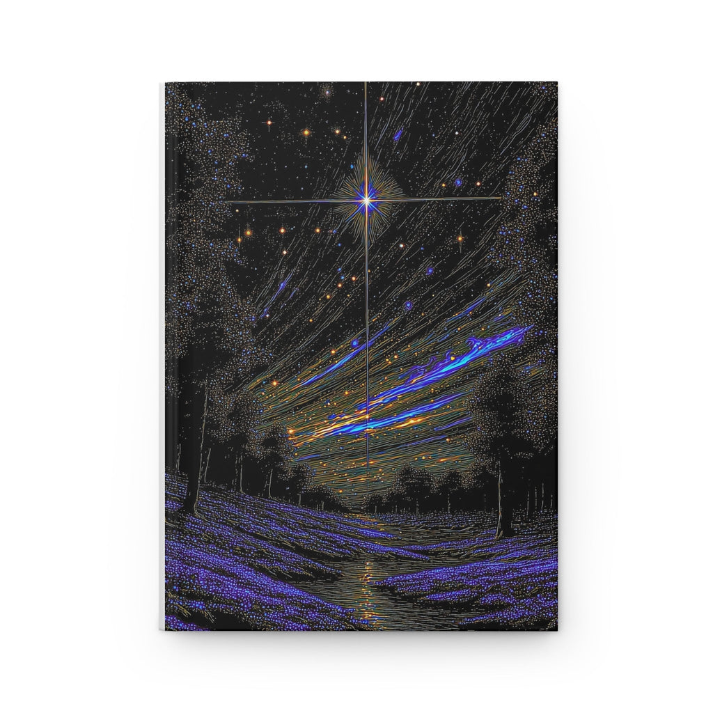 starry night meadow hardcover journal — celestial landscape notebook for manifesting & journaling Printify