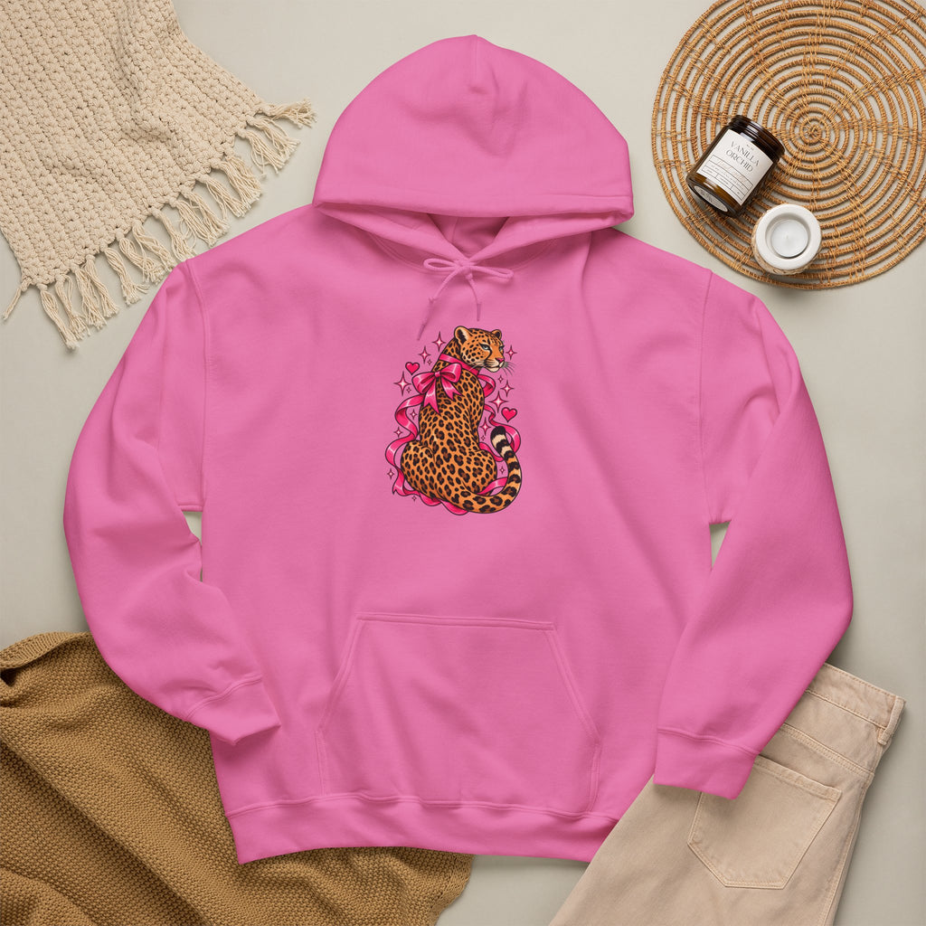 Pink Floral Leopard Hoodie – Playful Girly Gen Z Wildcat Sweatshirt