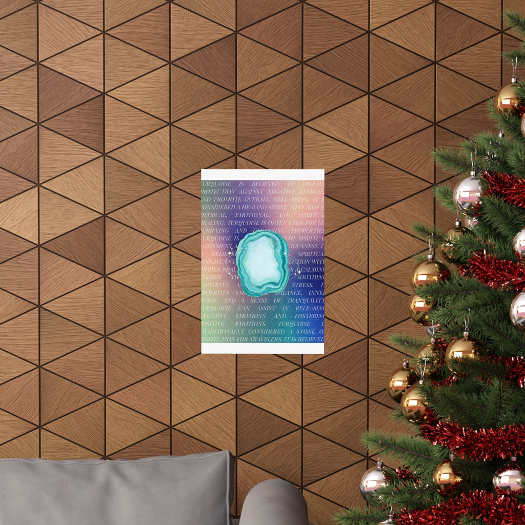 turquoise agate poster — matte healing stone wall art Printify
