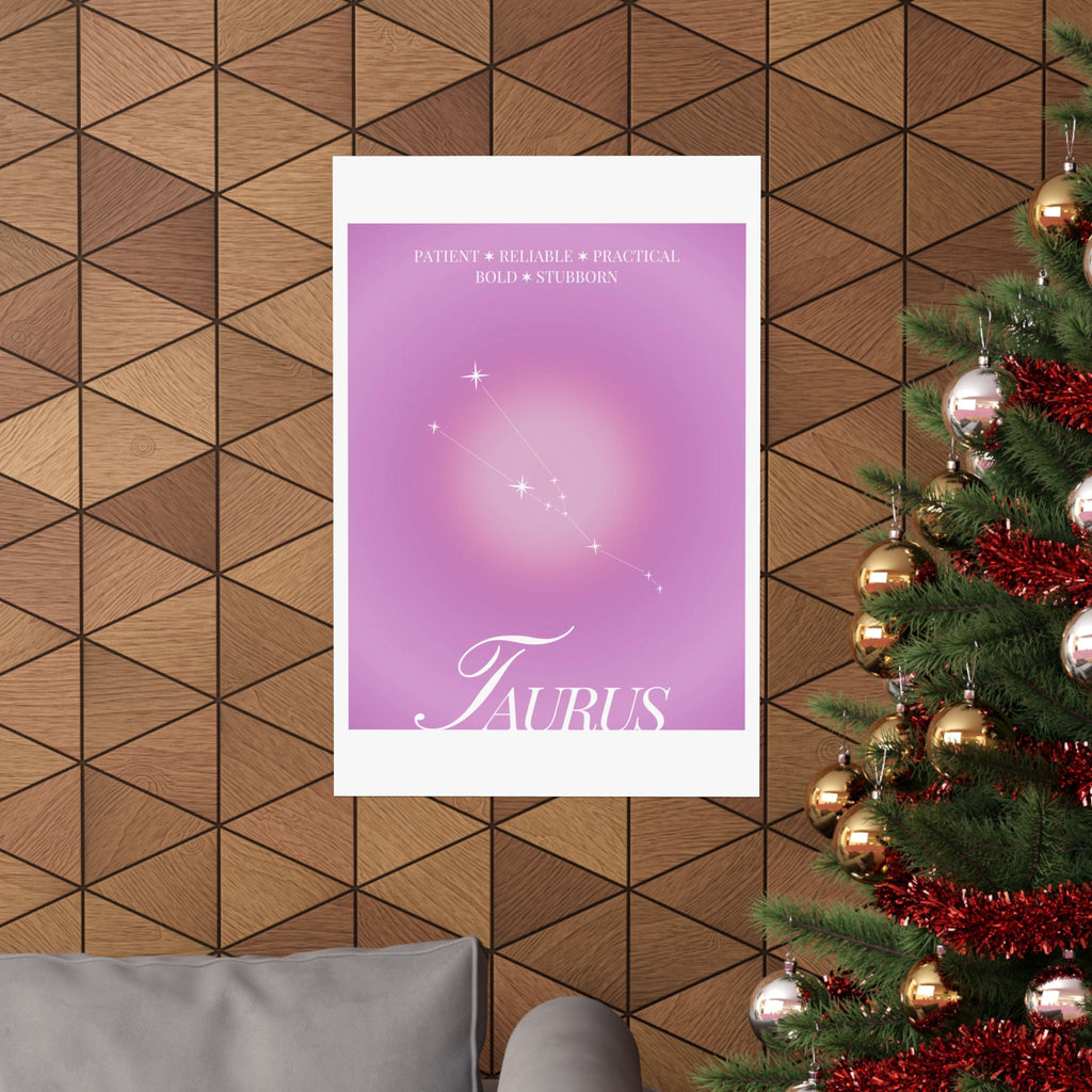 taurus constellation poster — pink zodiac matte poster Printify