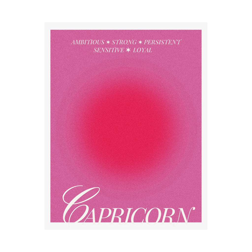 capricorn catte poster — pink zodiac wall art Printify