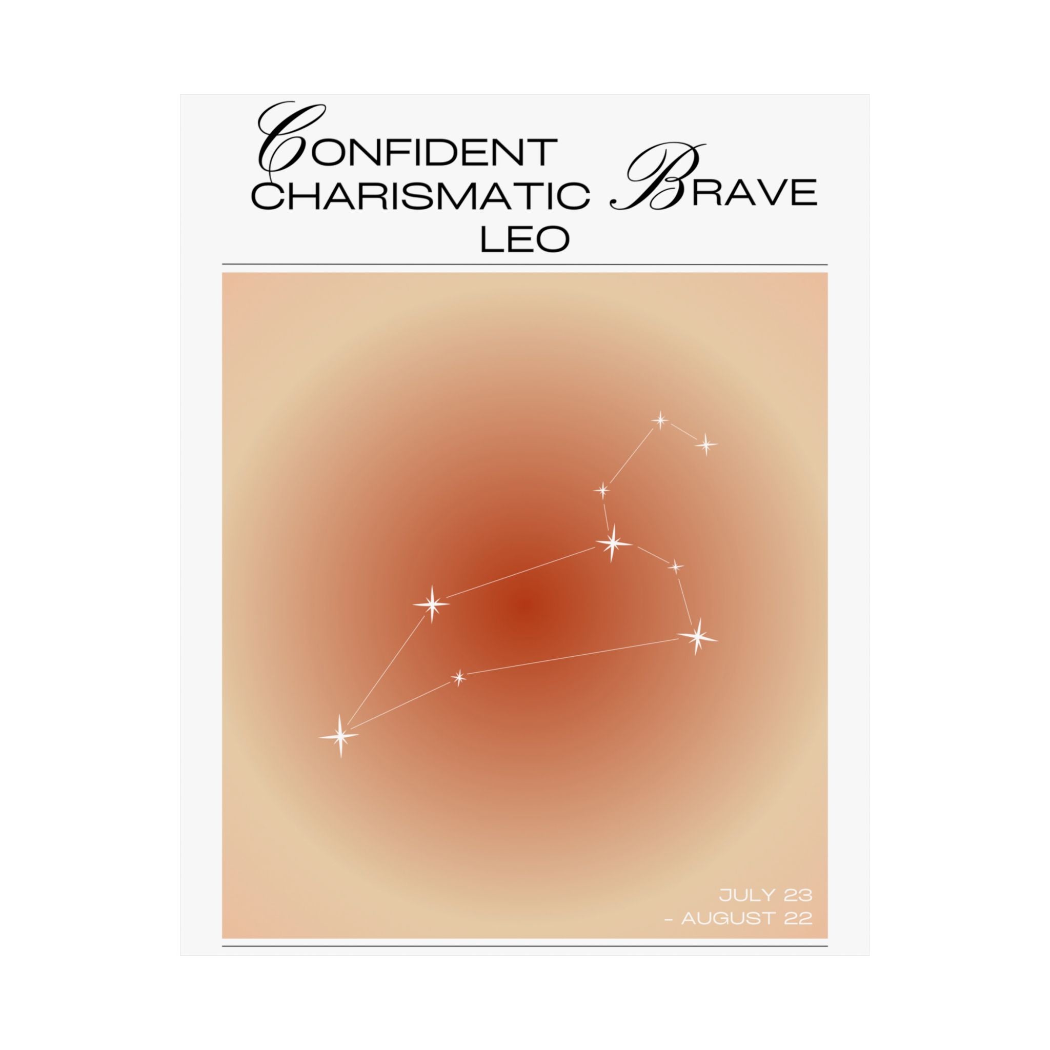 leo zodiac poster — confident charismatic brave matte vertical art print Printify