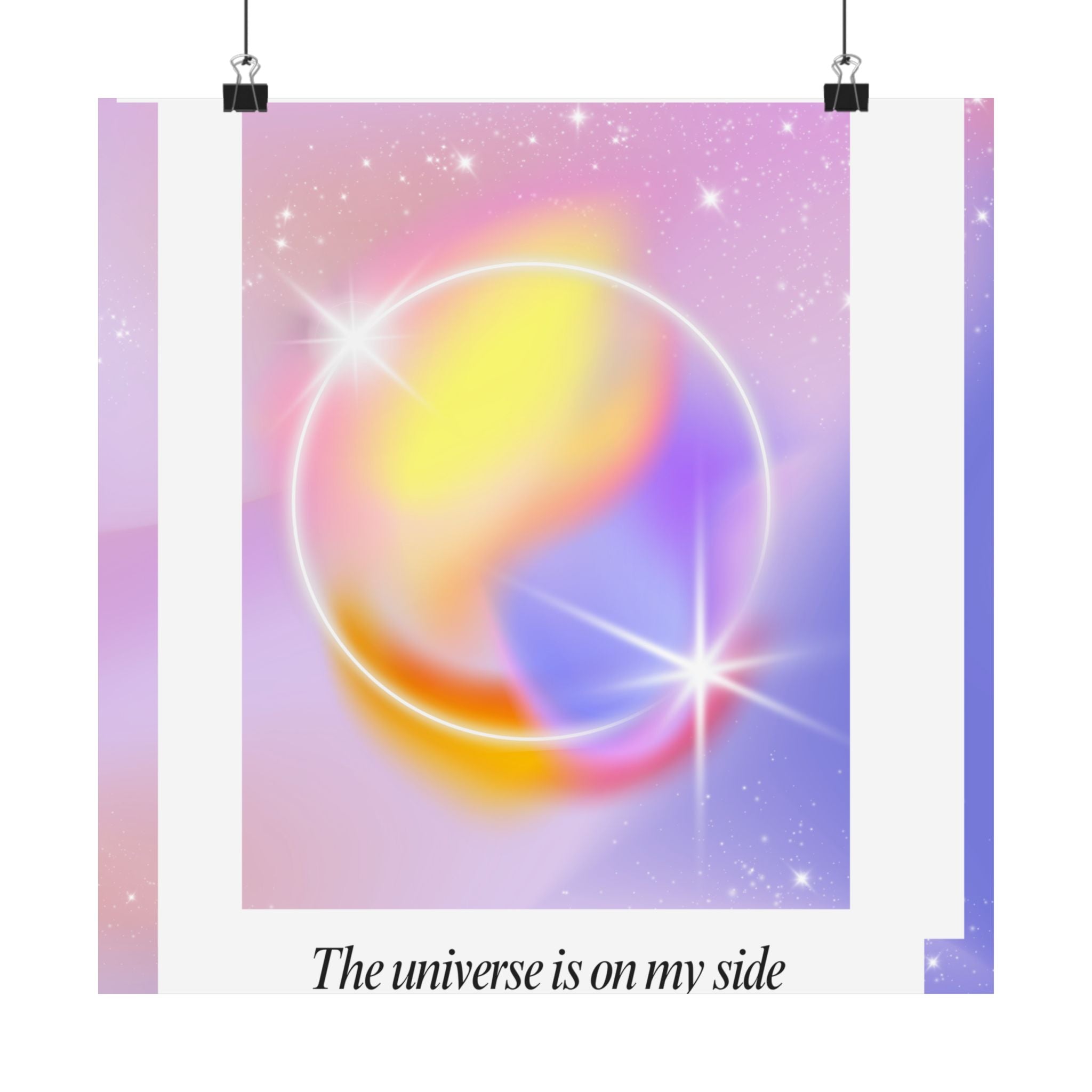 matte poster — "the universe is on my side" pastel manifestation art print Printify