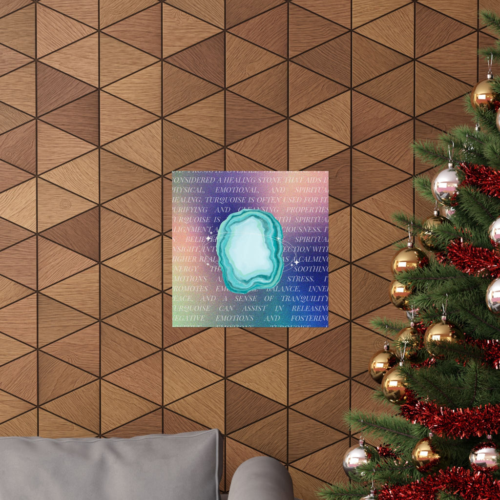 turquoise agate poster — matte healing stone wall art Printify